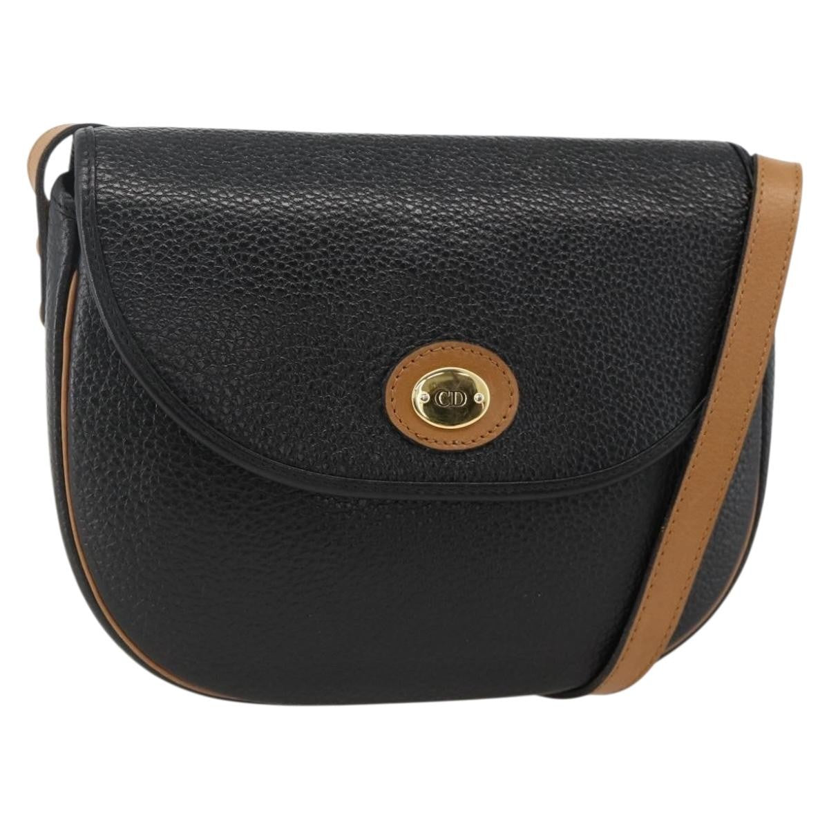 Christian Dior Cd Shoulder Bag Leather Black Leather Shoulder Bag Bag (Pre-Owned)