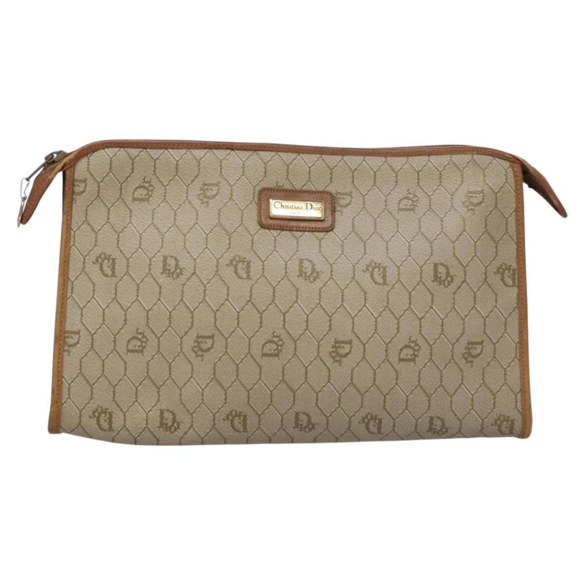 Dior Honeycomb Beige Canvas Clutch Bag (Pre-Owned)