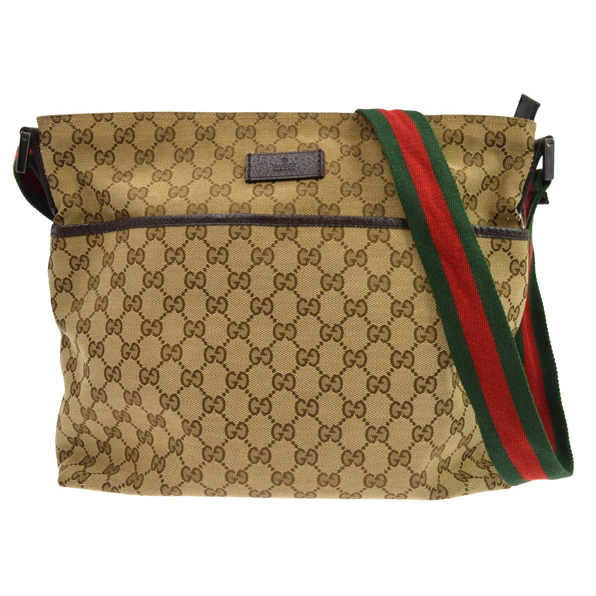 Gucci Web Zip Gg Canvas Beige Canvas Crossbody Bag Bag (Pre-Owned)