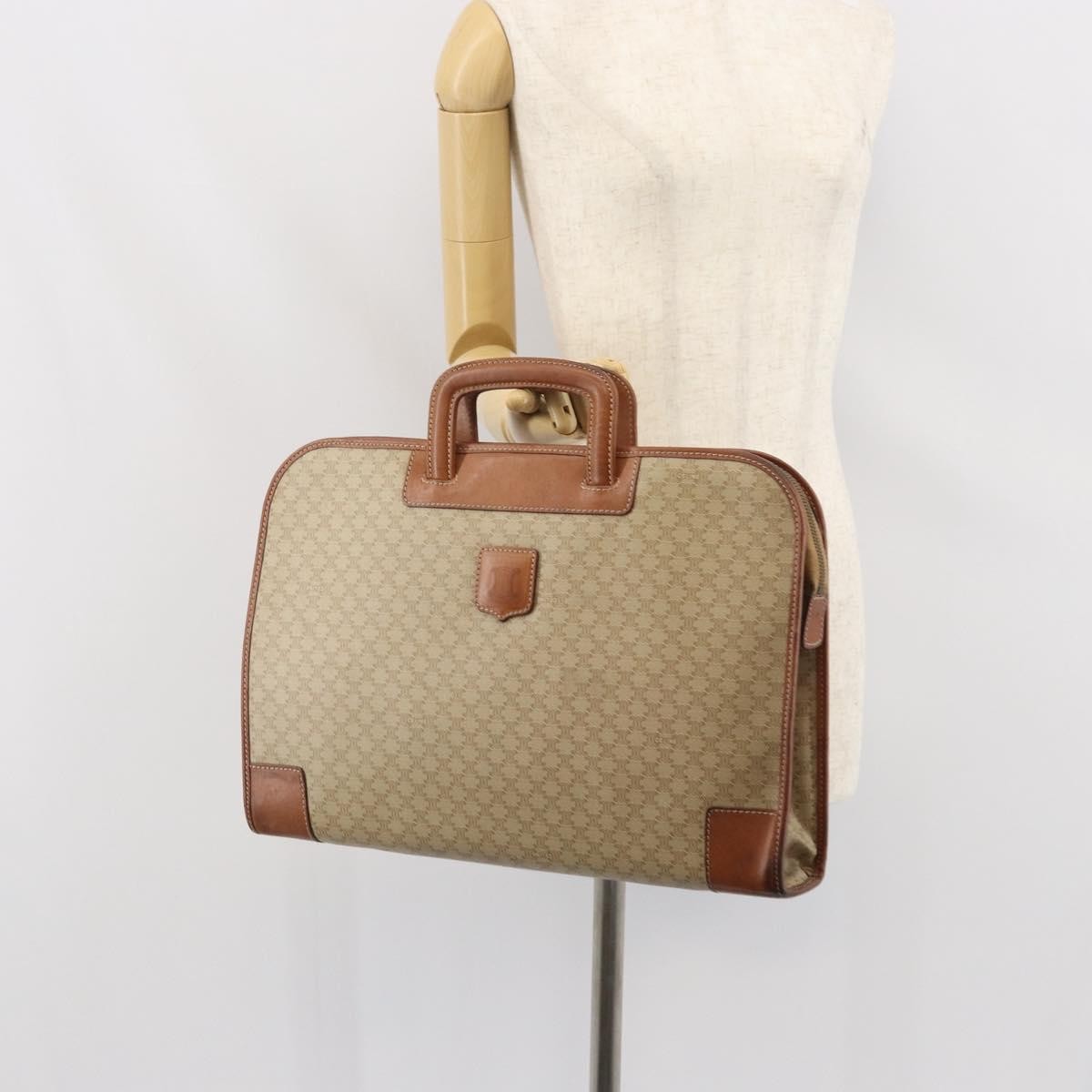 Celine Vintage Macadam Canvas Beige Canvas Handbag (Pre-Owned)