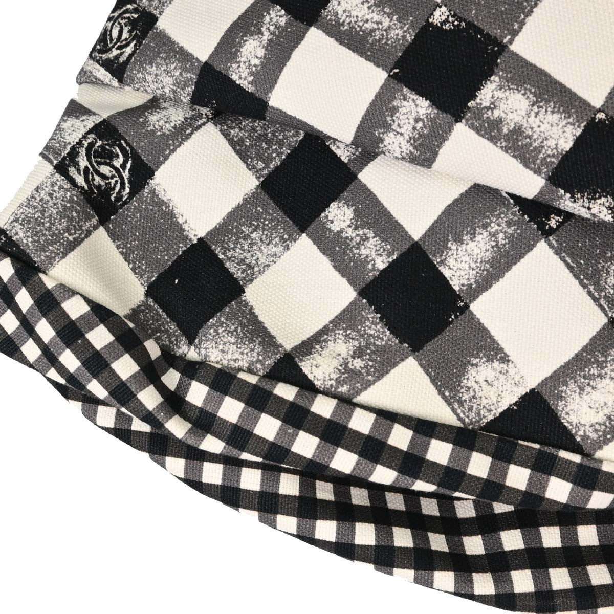 Chanel Weekender Gingham Print Canvas Black Canvas Tote Bag Bag (Pre-Owned)