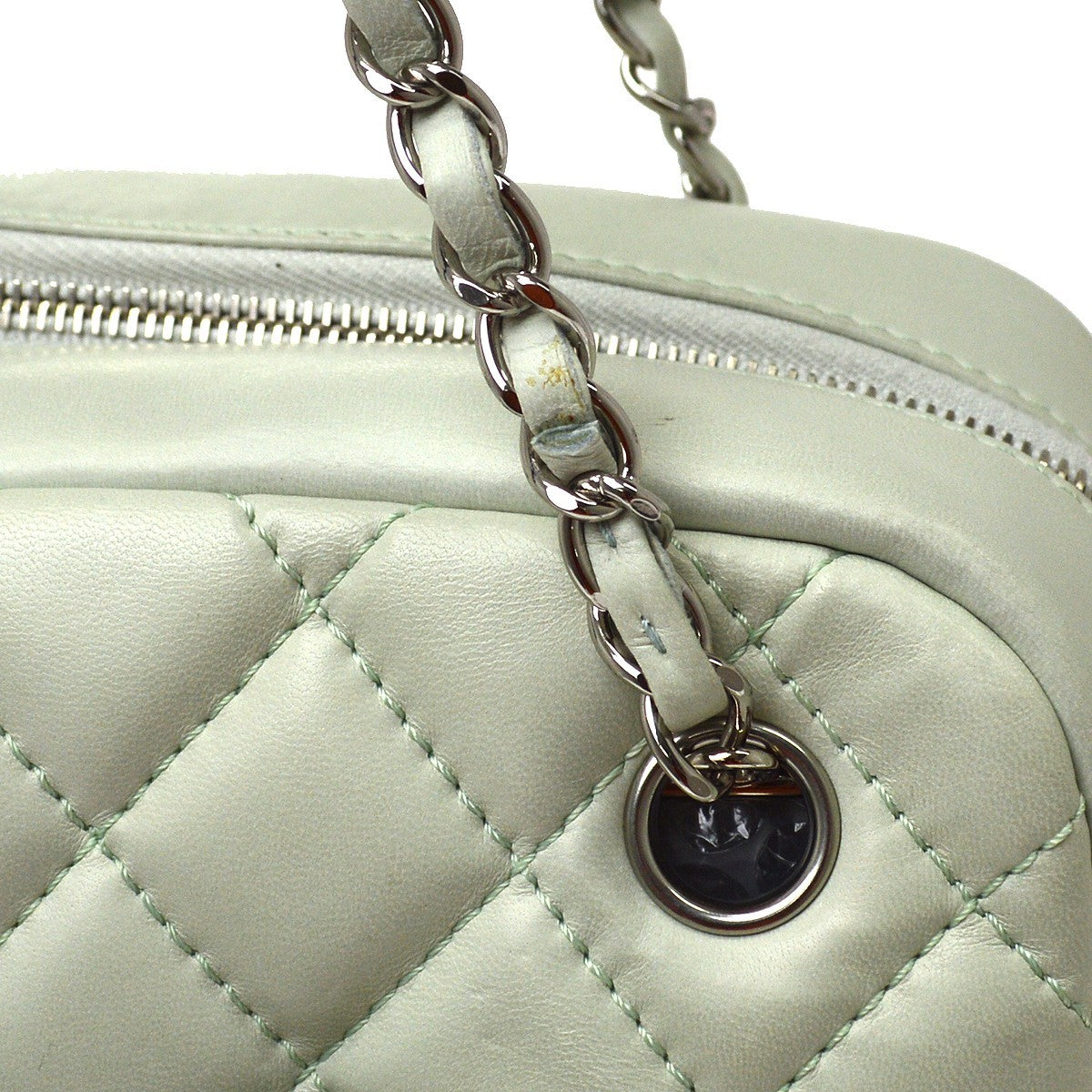 Chanel Camera Case Quilted Lambskin Blue Leather Handbag (Pre-Owned)