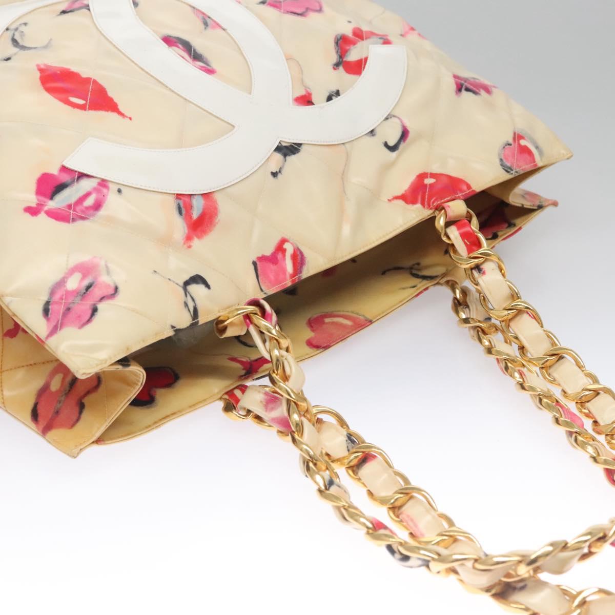 Chanel Cc Totebag Beige Patent Leather Tote Bag (Pre-Owned)