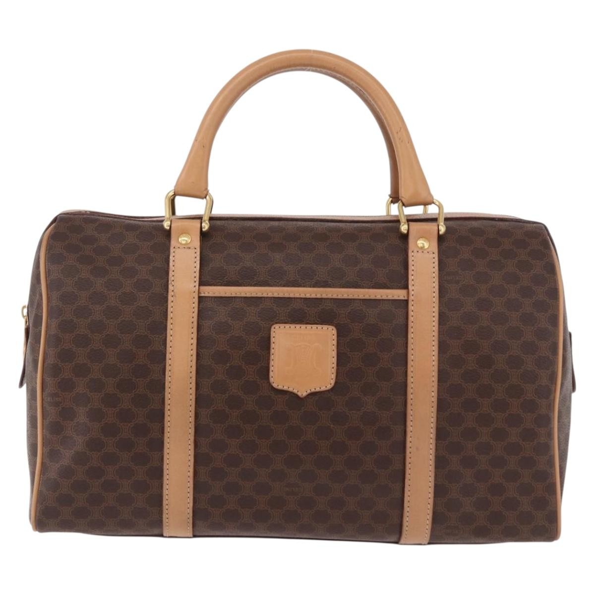 Celine Vintage Boston Macadam Coated Canvas Brown Pvc Handbag (Pre-Owned)
