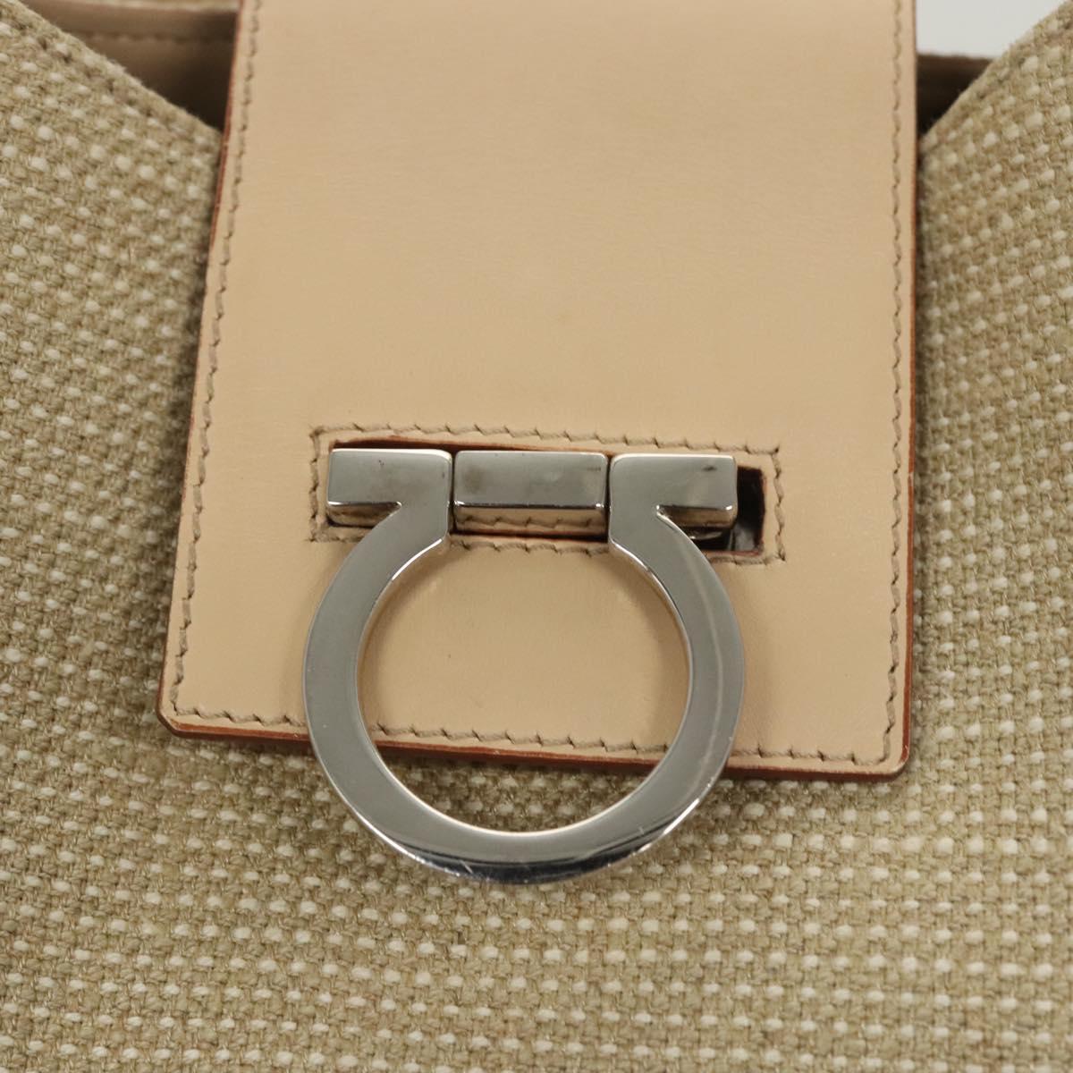 Salvatore Ferragamo Gancini Beige Leather Shoulder Bag (Pre-Owned)