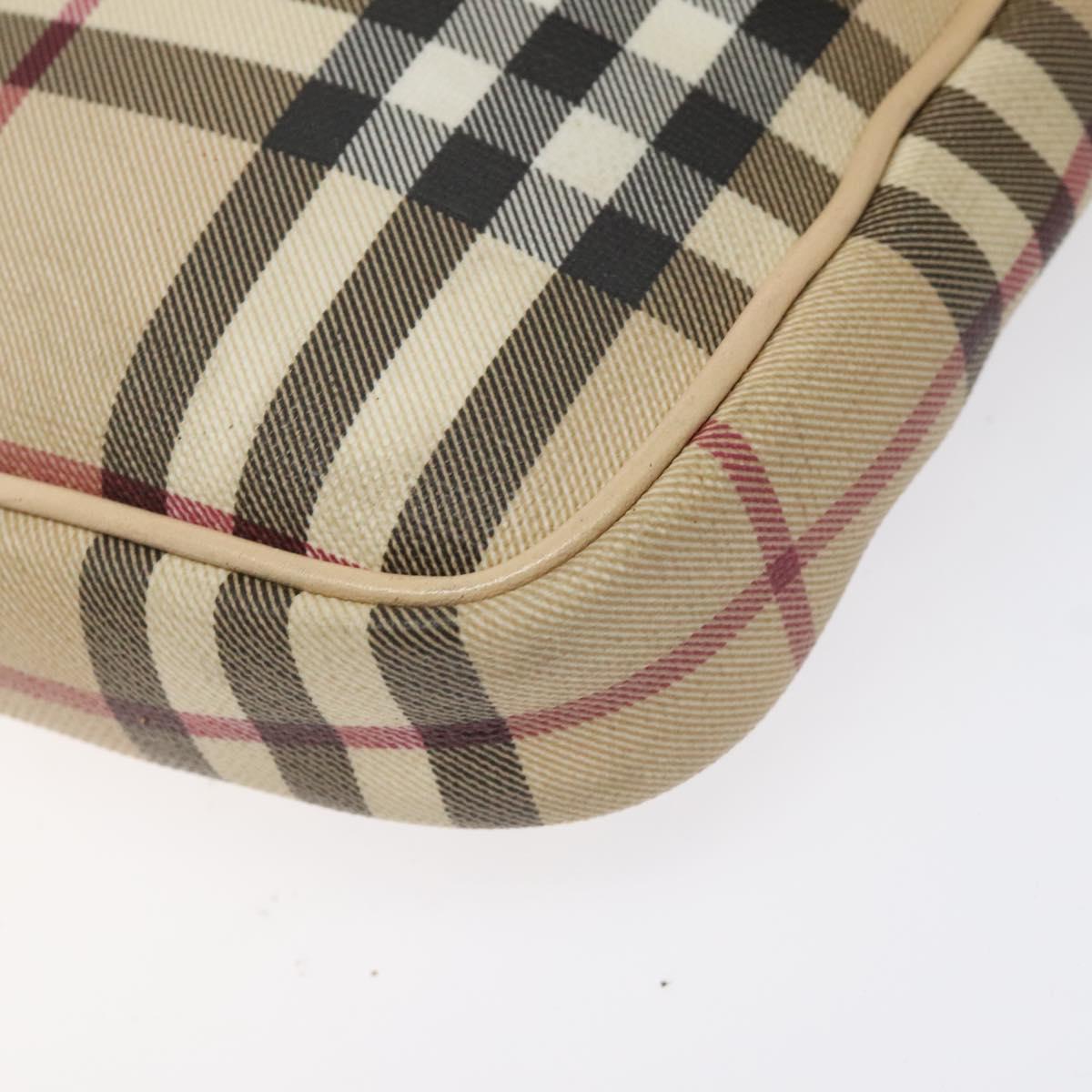 Burberry Nova Check Beige Canvas Shoulder Bag (Pre-Owned)