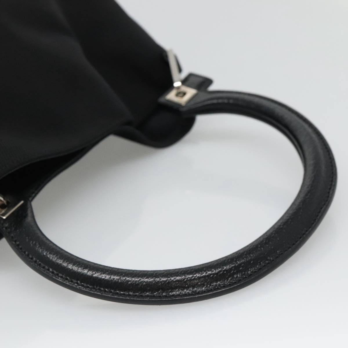Salvatore Ferragamo Gancini Black Canvas Handbag (Pre-Owned)