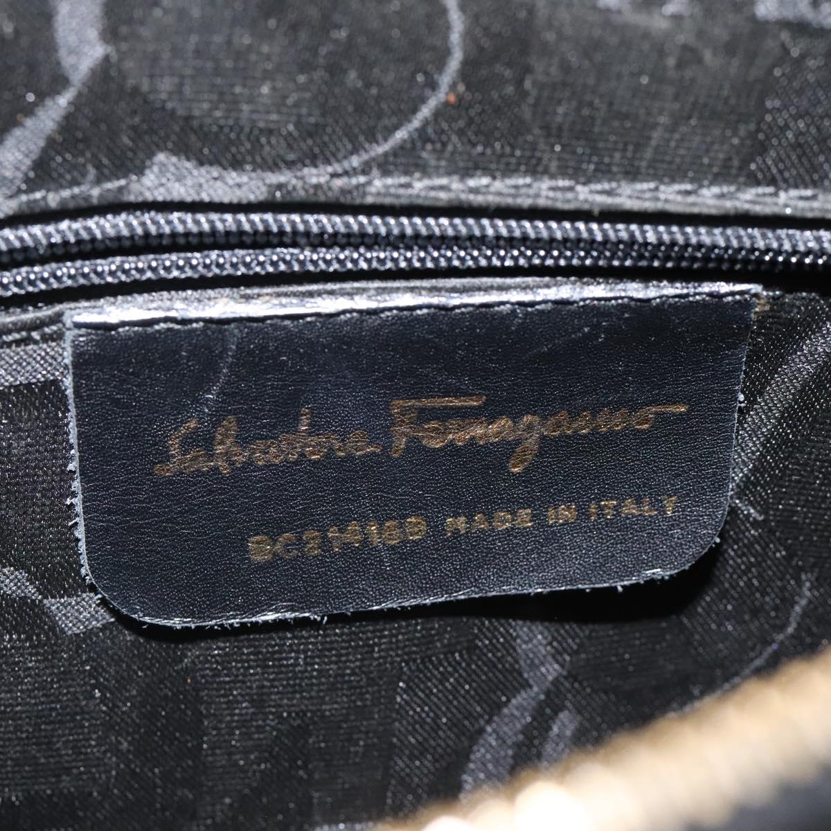 Salvatore Ferragamo Gancini Black Leather Shoulder Bag (Pre-Owned)