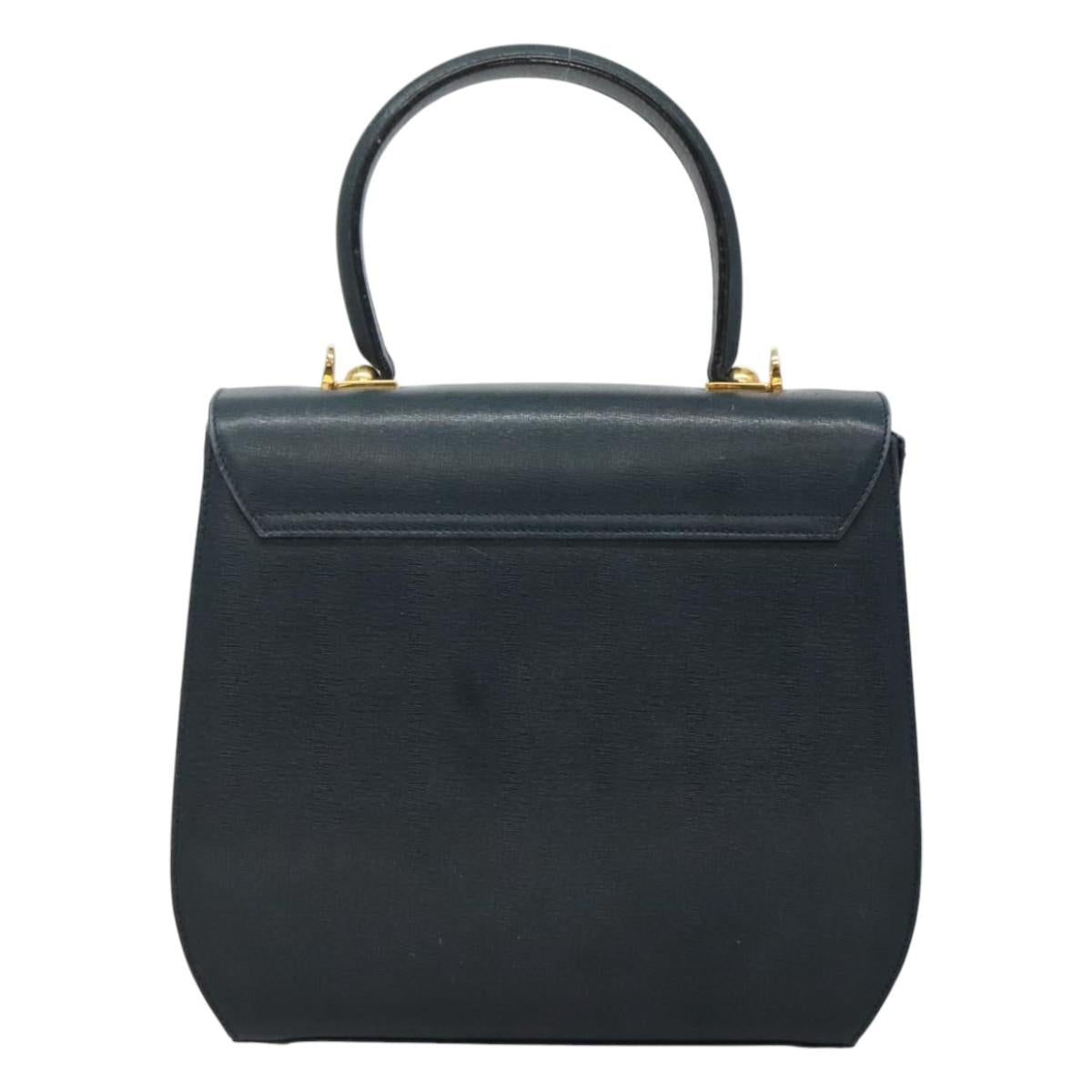 Salvatore Ferragamo Gancini Navy Leather Handbag (Pre-Owned)
