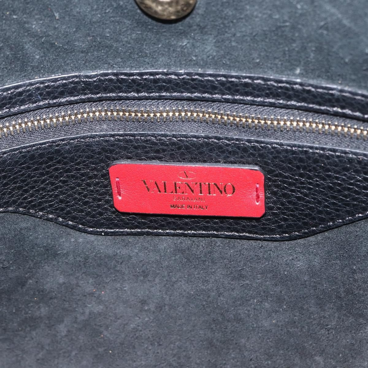 Valentino Garavani Rockstud Shopping Tote Leather Black Leather Tote Bag Bag (Pre-Owned)