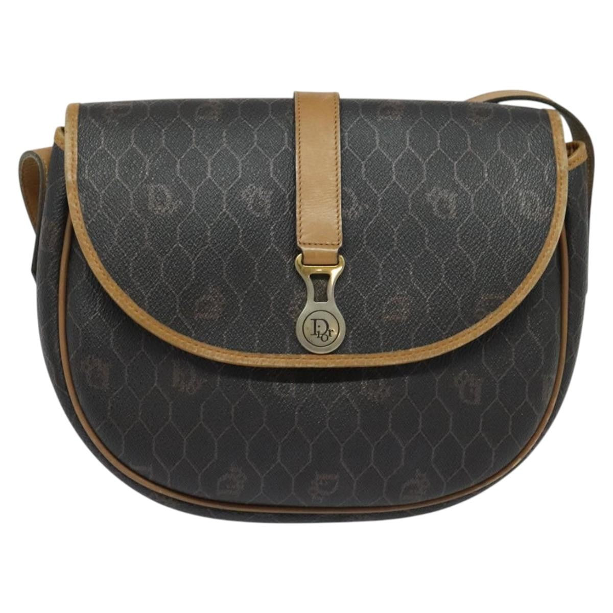 Christian Dior Vintage Honeycomb Flap Canvas And Leather Black Canvas Shoulder Bag Bag (Pre-Owned)