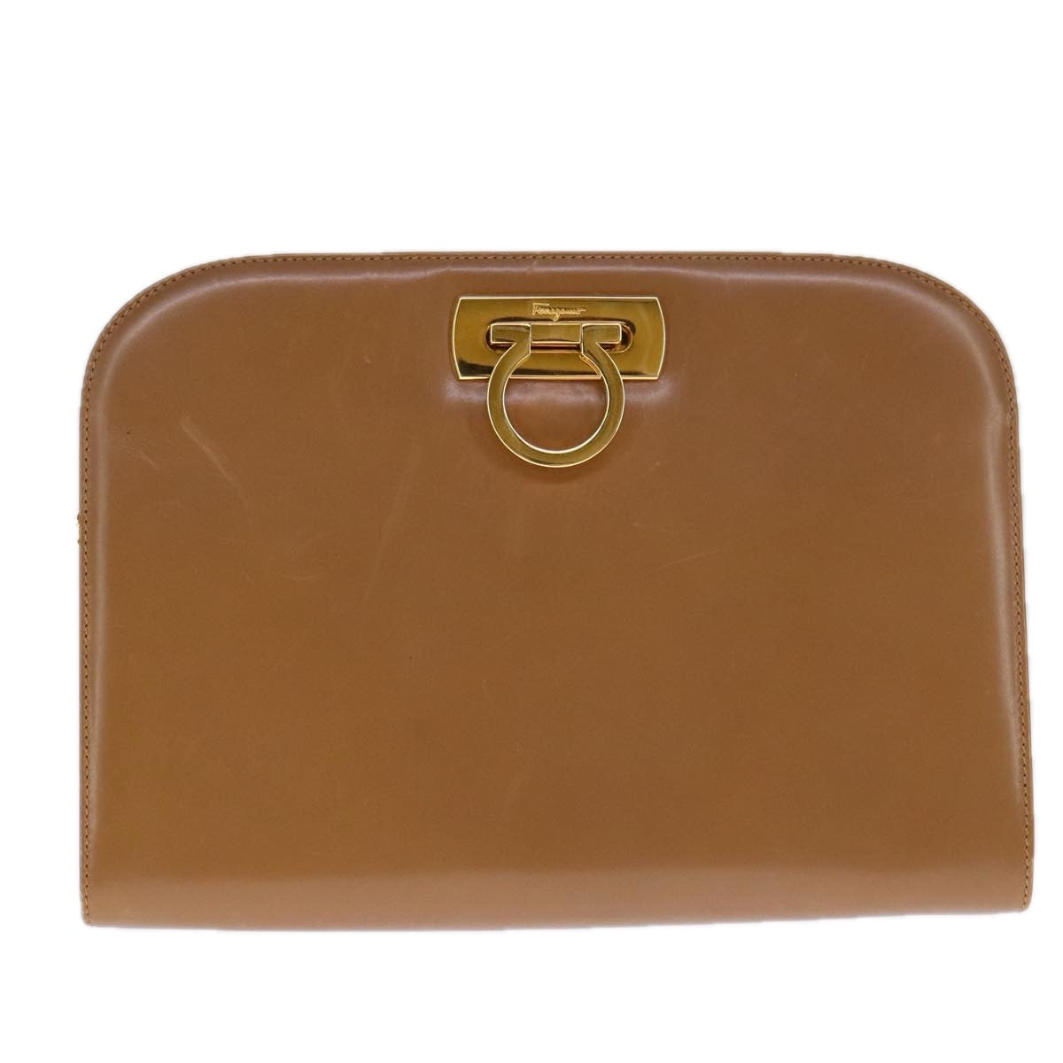 Salvatore Ferragamo Gancini Brown Leather Shoulder Bag (Pre-Owned)