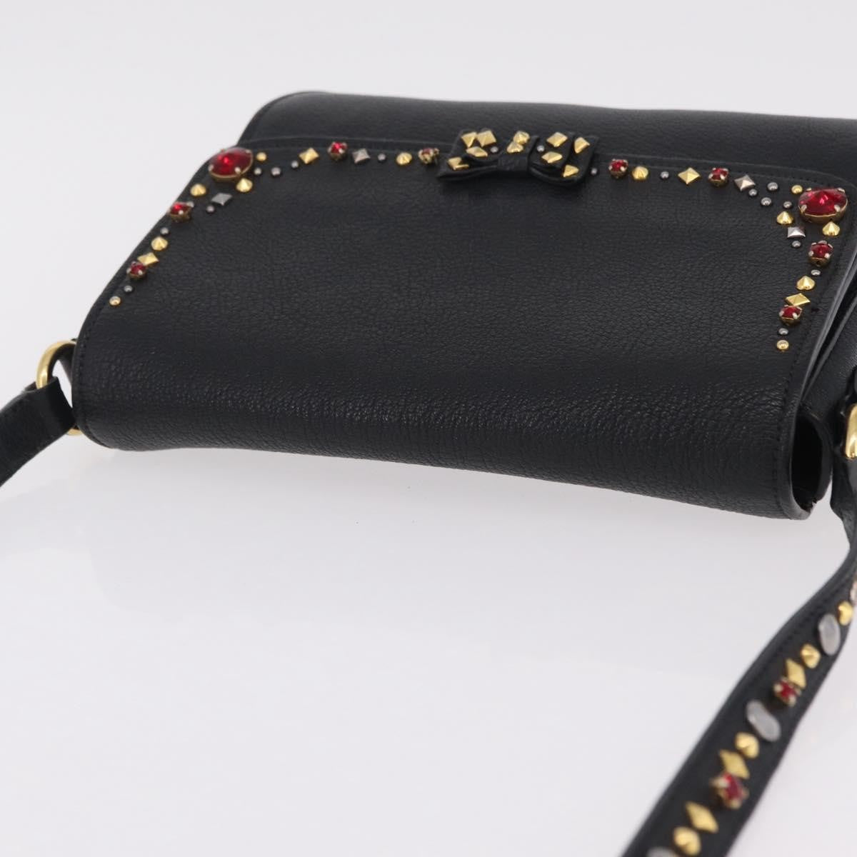 Miu Miu Shoulder Leather Black Leather Shoulder Bag Bag (Pre-Owned)