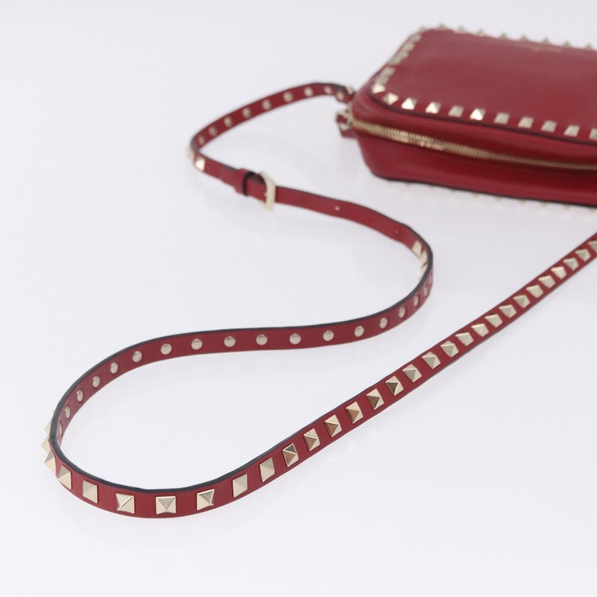 Valentino Garavani Rockstud Camera Leather Red Leather Crossbody Bag Bag (Pre-Owned)
