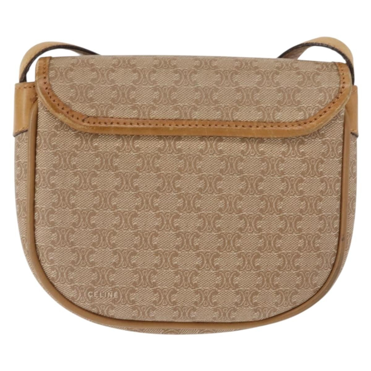 Celine Vintage Macadam Canvas And Leather Beige Canvas Shoulder Bag Bag (Pre-Owned)