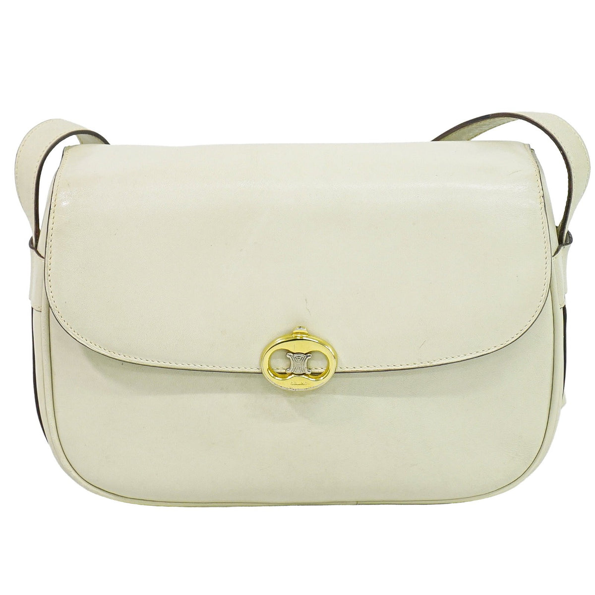 Celine Flap Shoulder Leather Beige Leather Shoulder Bag Bag (Pre-Owned)