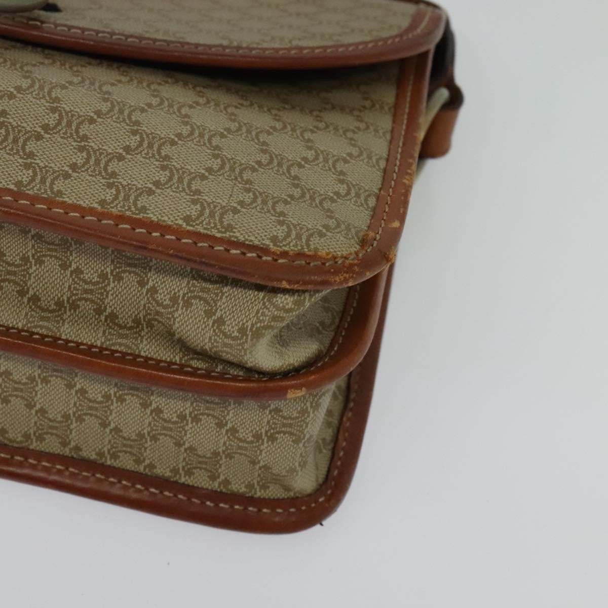 Celine Macadam Shoulder Pvc Leather Beige Canvas Bag (Pre-Owned)
