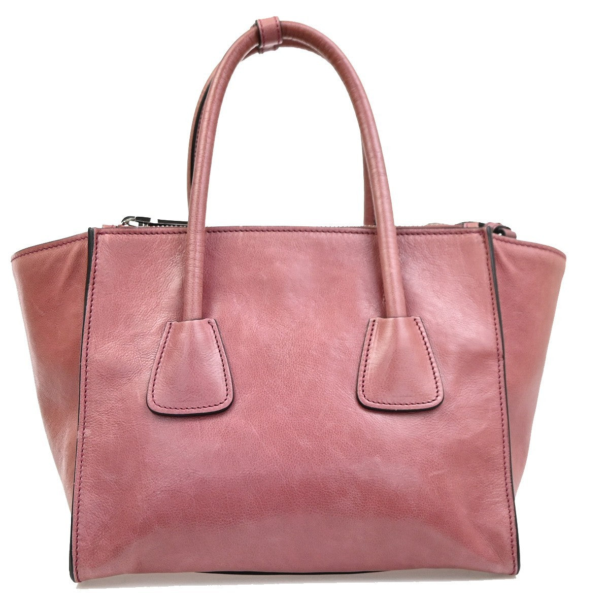 Prada Double Zip Lux Convertible Saffiano Leather Pink Leather Tote Bag Bag (Pre-Owned)