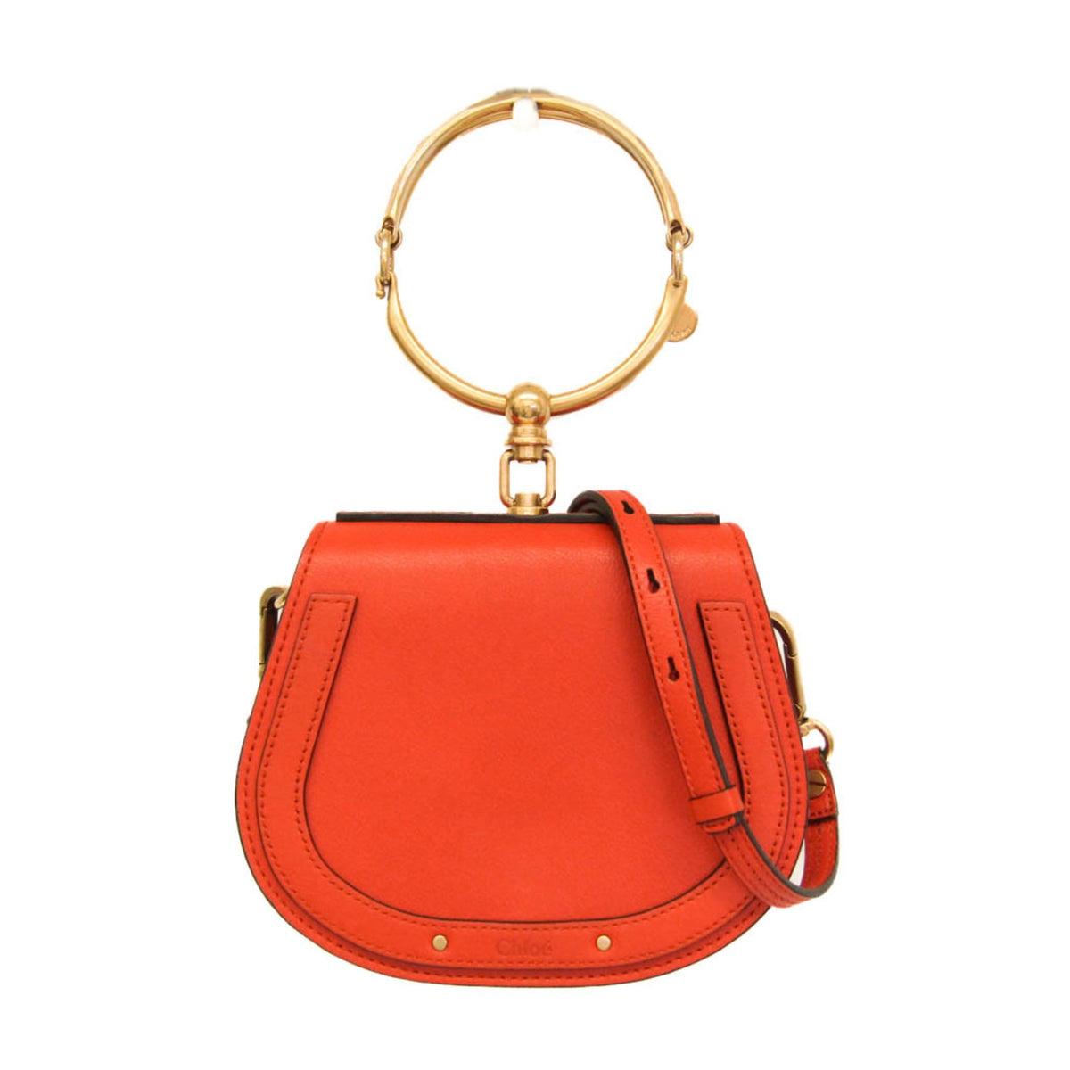 Chloe Nile Leather Orange Leather Shoulder Bag Bag (Pre-Owned)