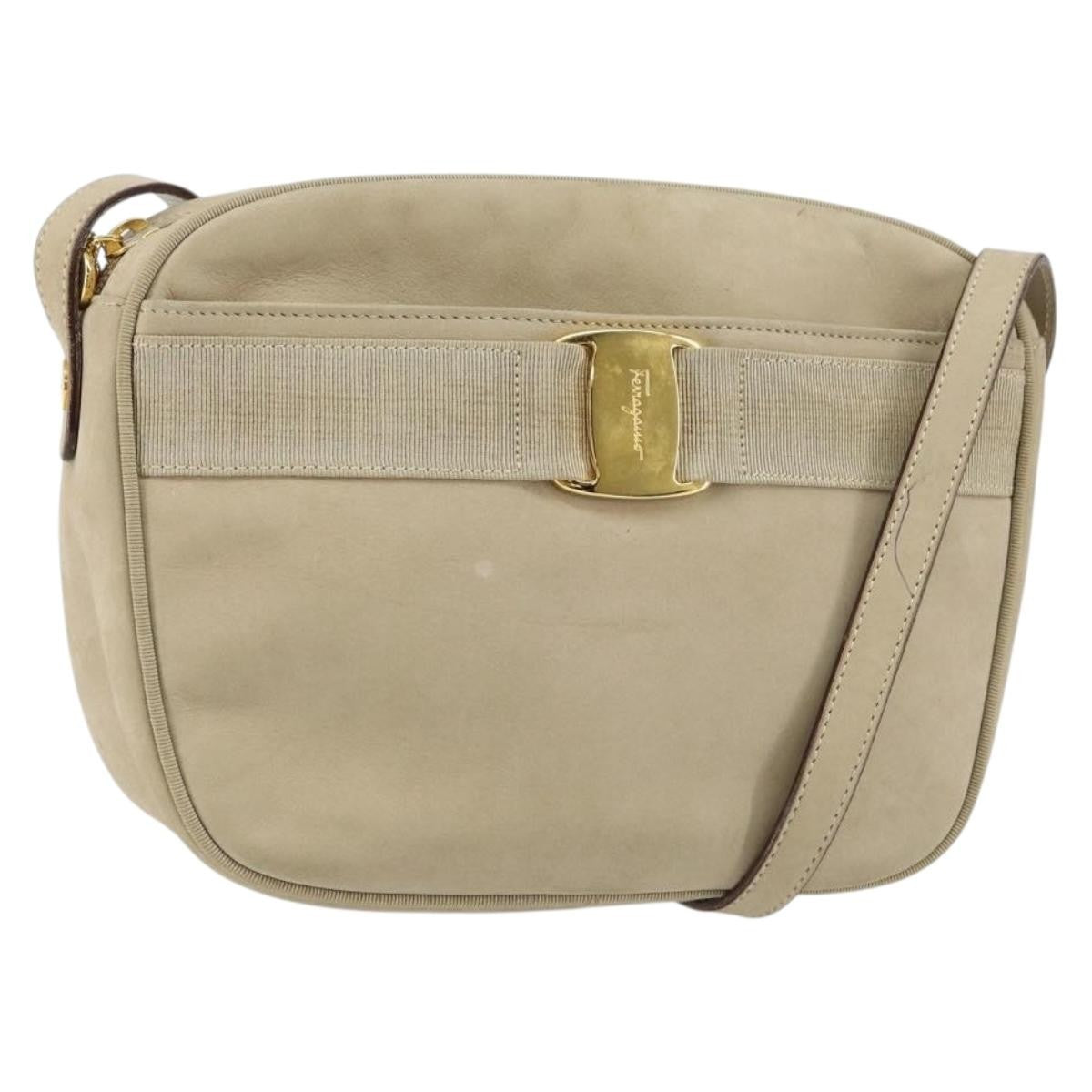 Salvatore Ferragamo Vala Suede Beige Suede Shoulder Bag Bag (Pre-Owned)