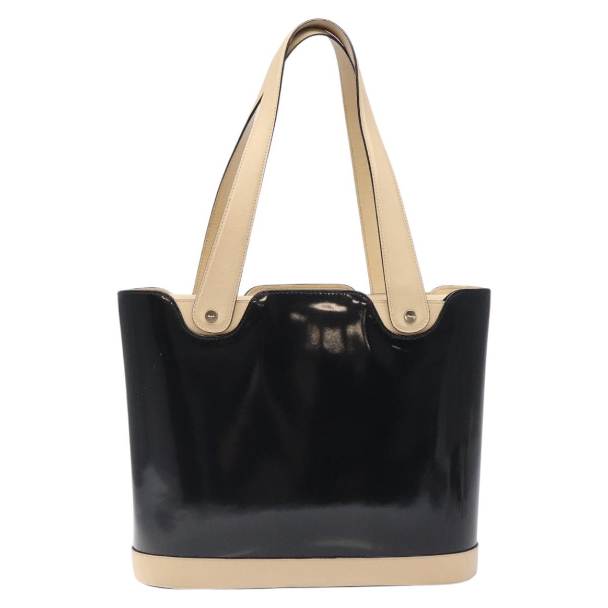 Salvatore Ferragamo Vintage Patent Leather Black Patent_Leather Tote Bag Bag (Pre-Owned)