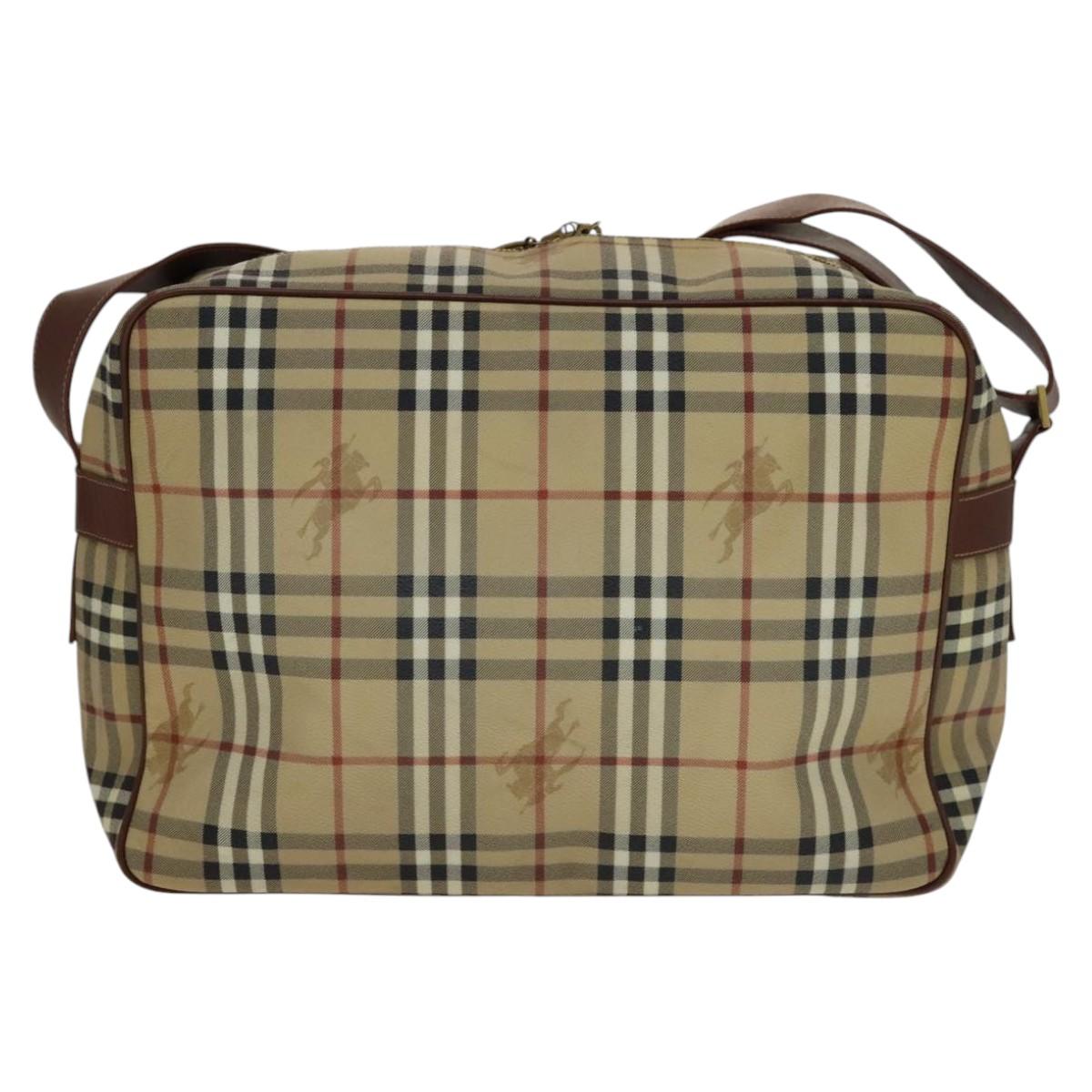 Burberry Haymarket Beige Canvas Shoulder Bag (Pre-Owned)