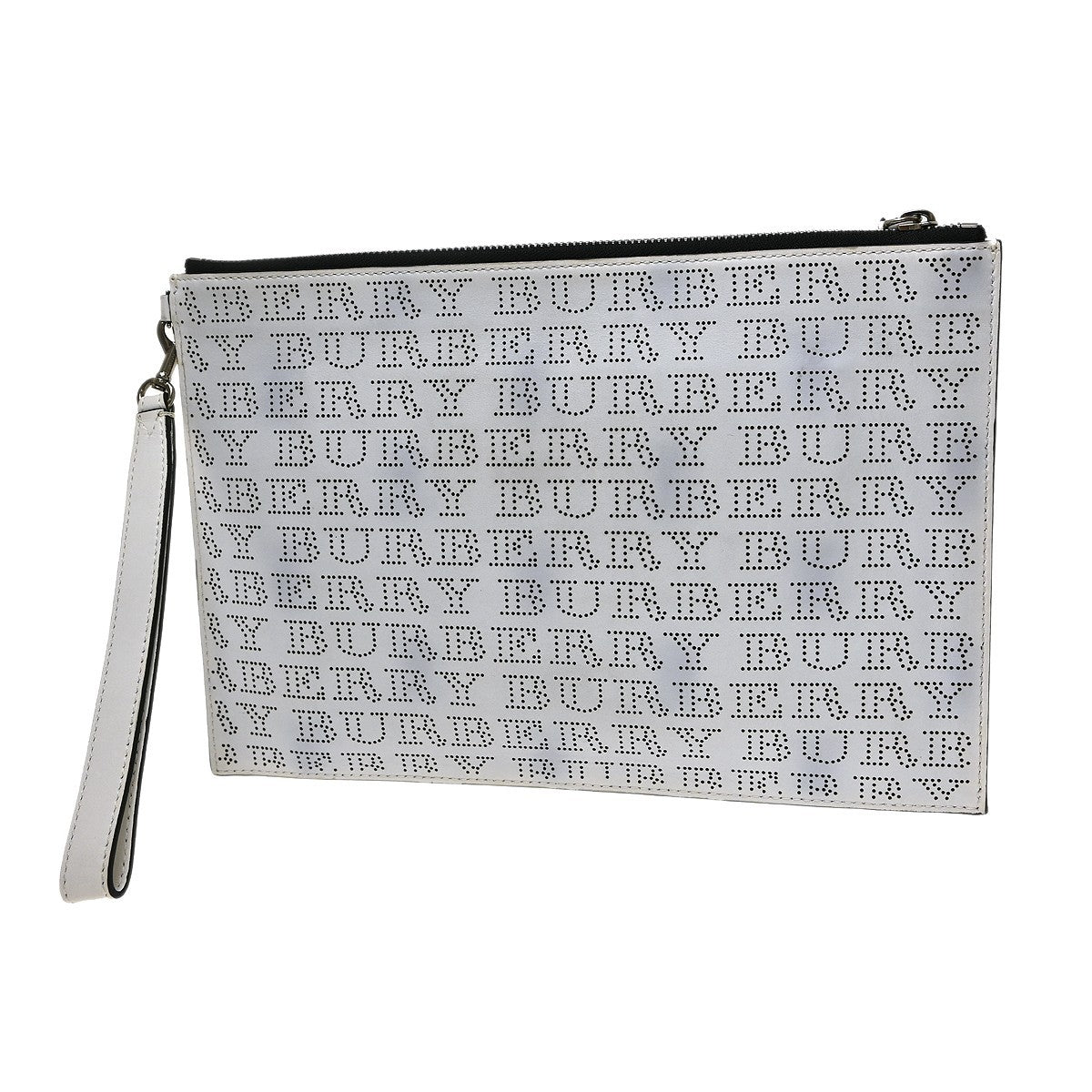 Burberry Zip Clutch Leather White Leather Clutche & Pouche Bag (Pre-Owned)