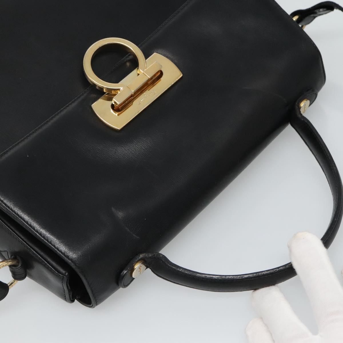 Salvatore Ferragamo Gancini Black Leather Handbag (Pre-Owned)