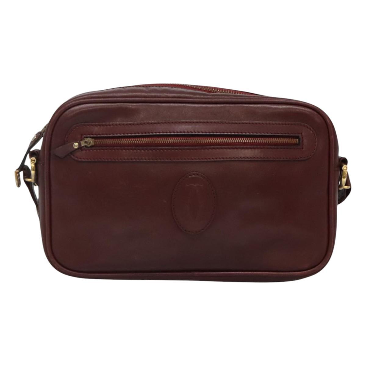 Cartier Must Line Burgundy Leather Shoulder Bag (Pre-Owned)