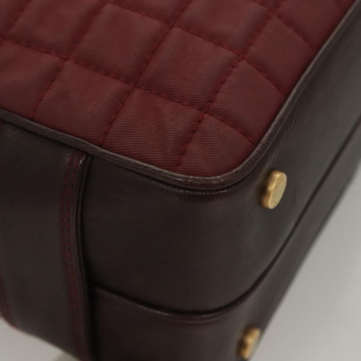 Chanel Chocolate Bar Burgundy Canvas Handbag (Pre-Owned)