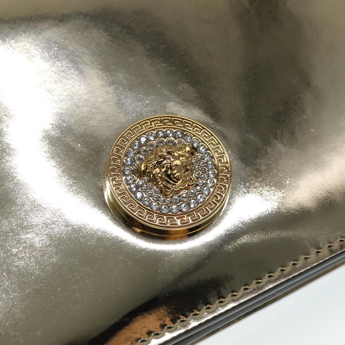 Versace Medusa Gold Patent Leather Shoulder Bag (Pre-Owned)