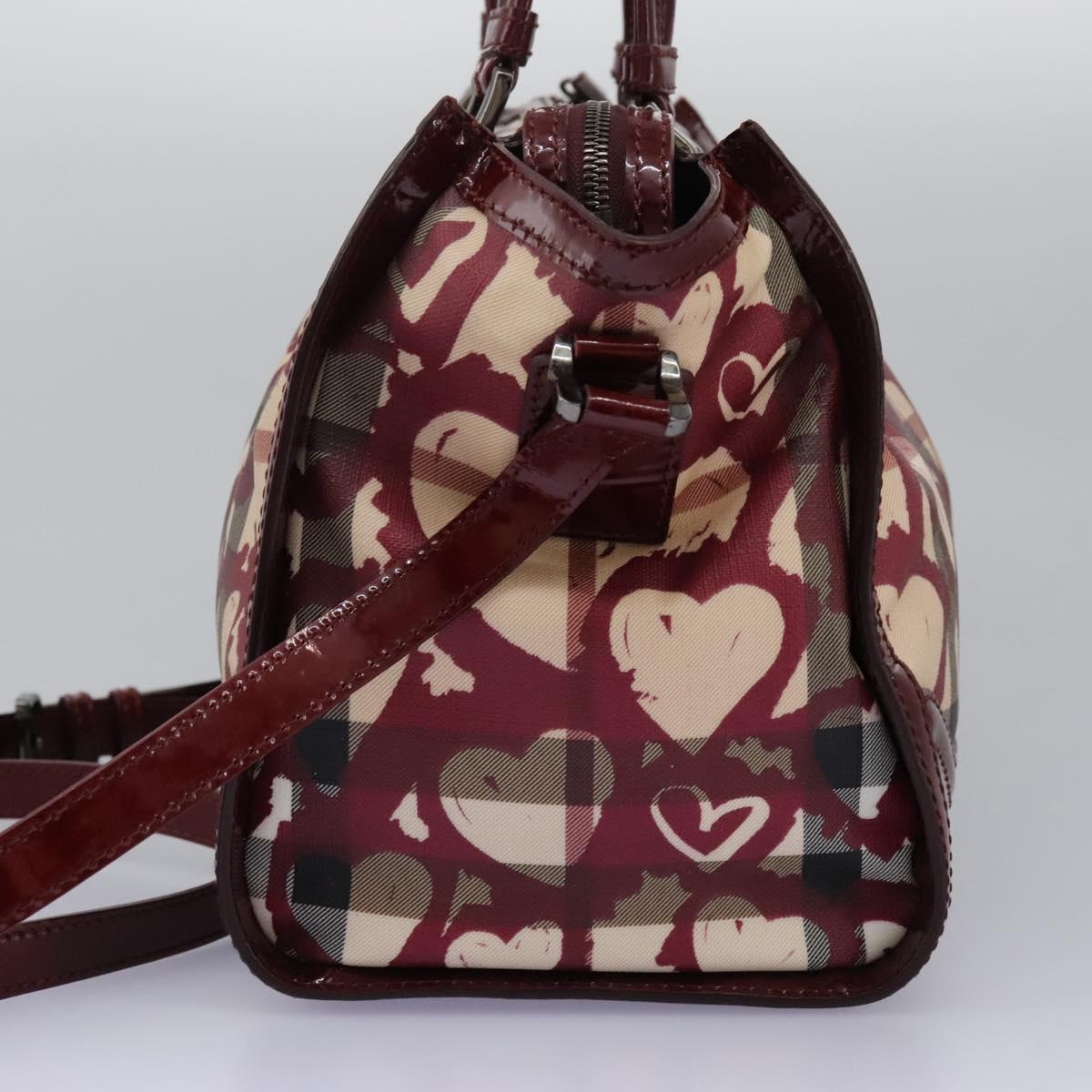 Burberry Heart Burgundy Canvas Travel Bag (Pre-Owned)