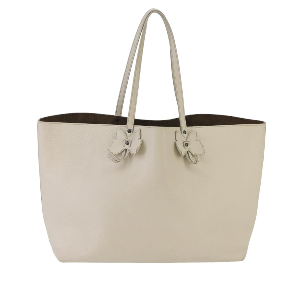 Bottega Veneta Cabas White Leather Tote Bag (Pre-Owned)