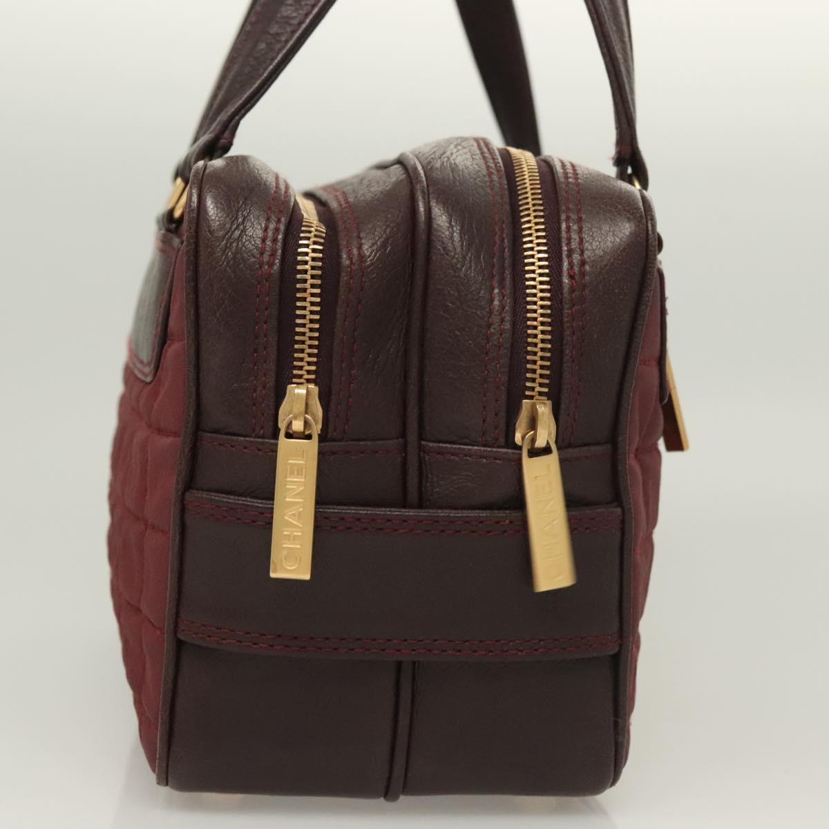 Chanel Chocolate Bar Burgundy Canvas Handbag (Pre-Owned)