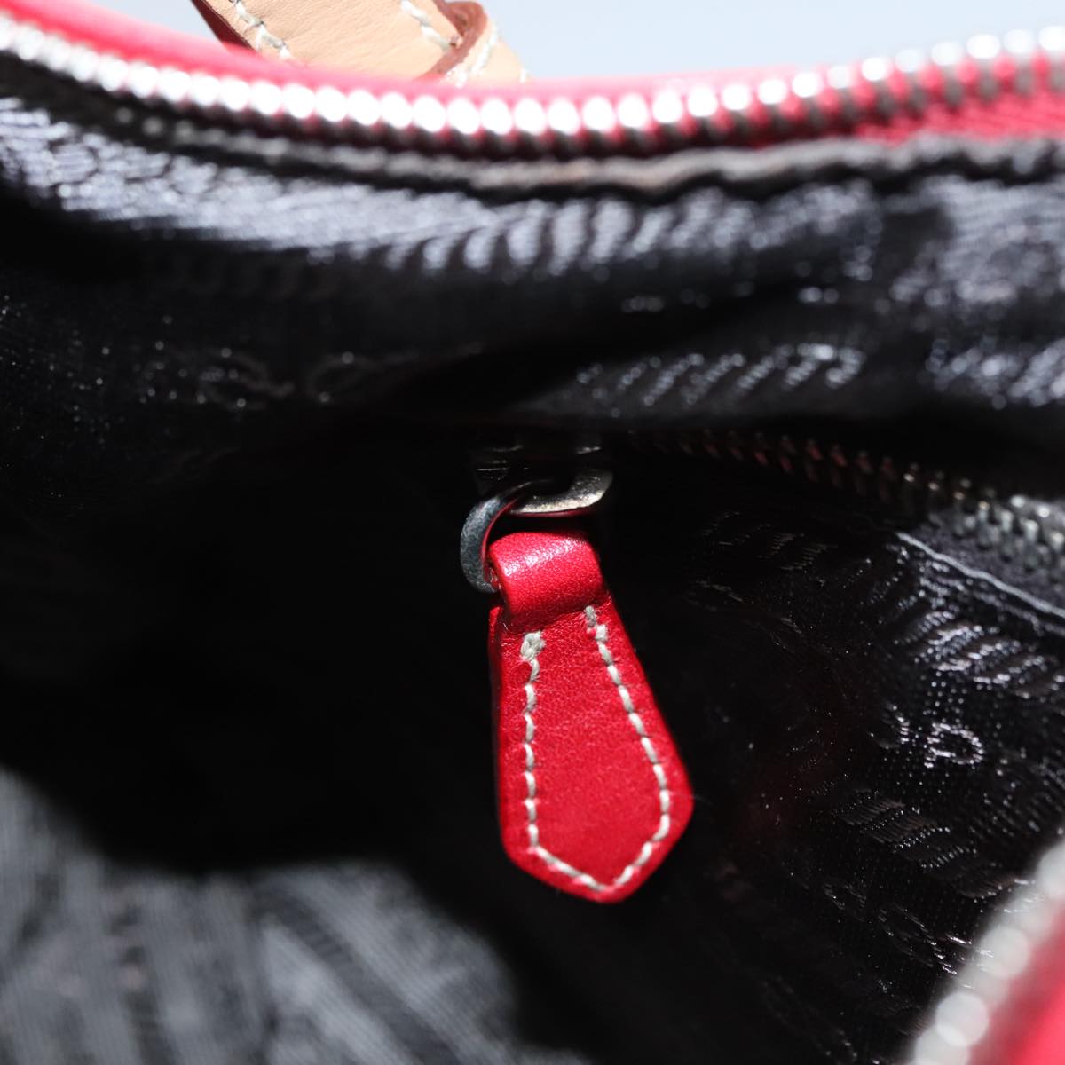 Prada Triangle Logo Red Leather Shoulder Bag (Pre-Owned)