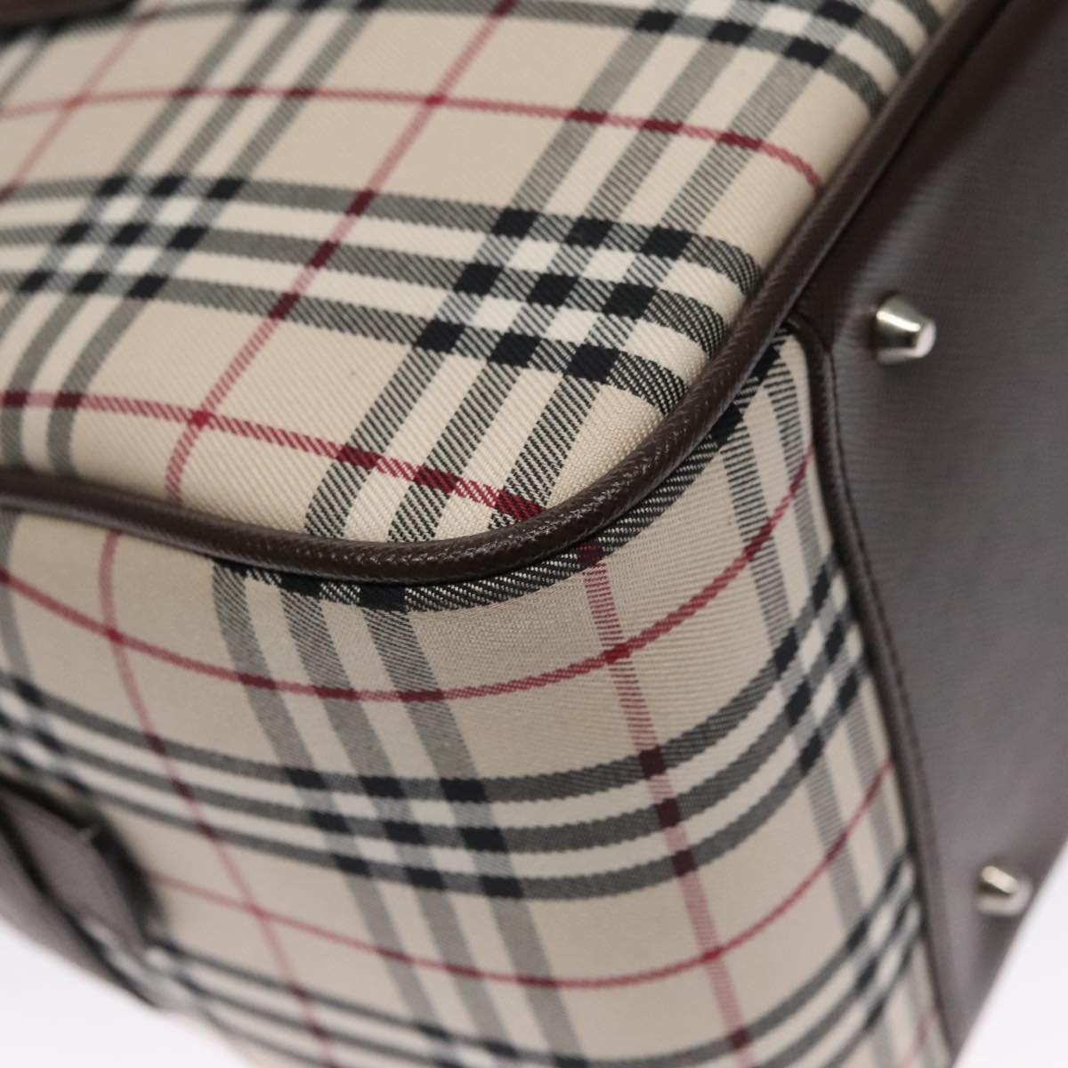 Burberry Nova Check Beige Canvas Handbag (Pre-Owned)