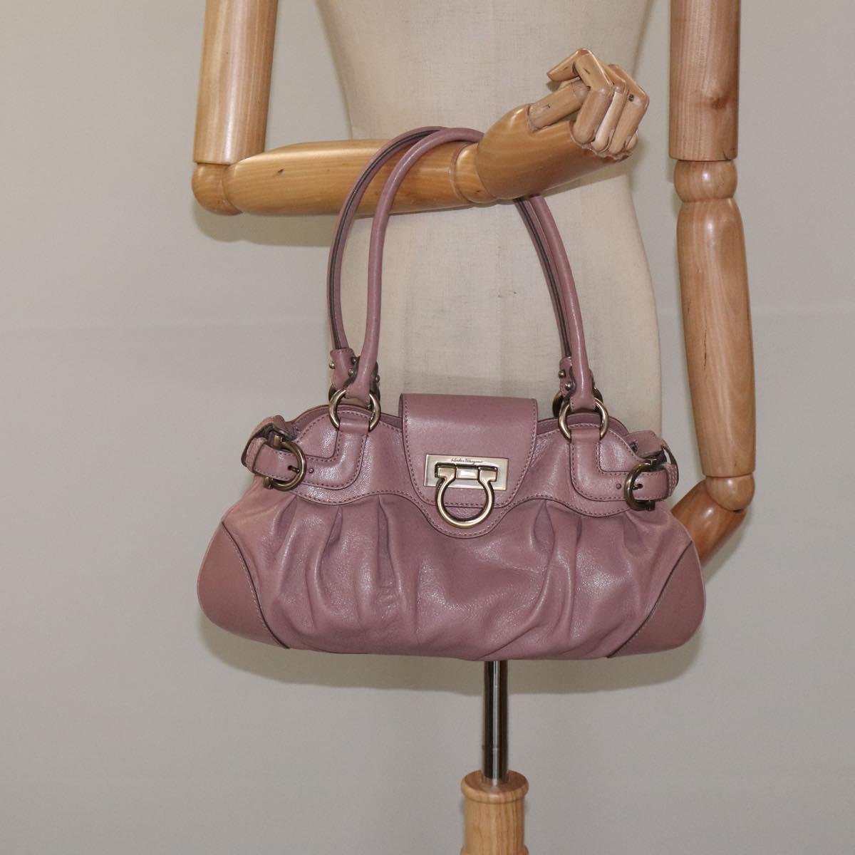 Salvatore Ferragamo Gancini Pink Leather Handbag (Pre-Owned)