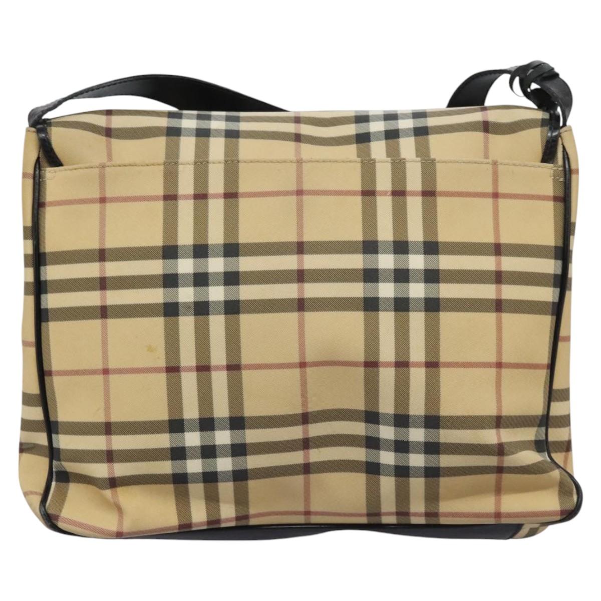 Burberry Nova Check Beige Canvas Shoulder Bag (Pre-Owned)