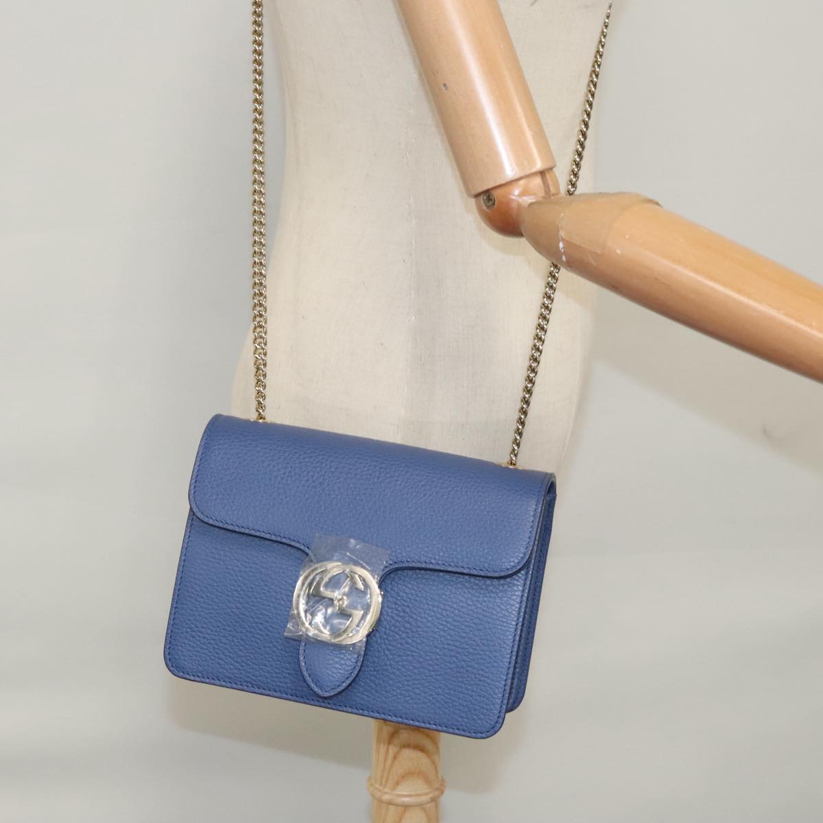 Gucci Interlocking Blue Leather Shoulder Bag (Pre-Owned)