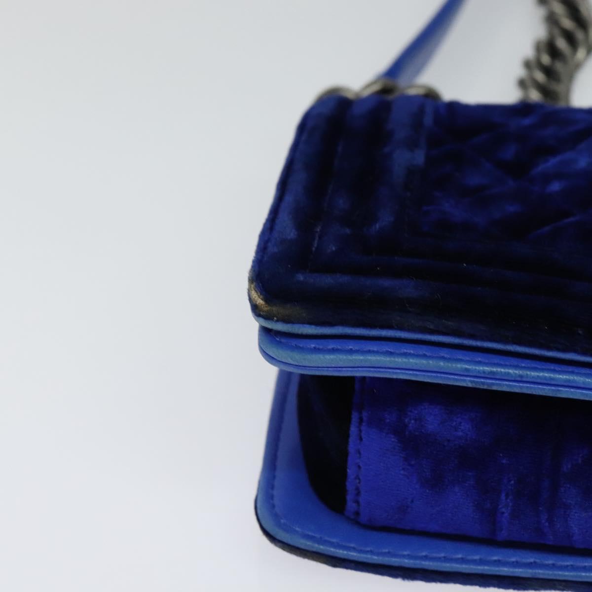 Chanel Boy Blue Velvet Shoulder Bag (Pre-Owned)