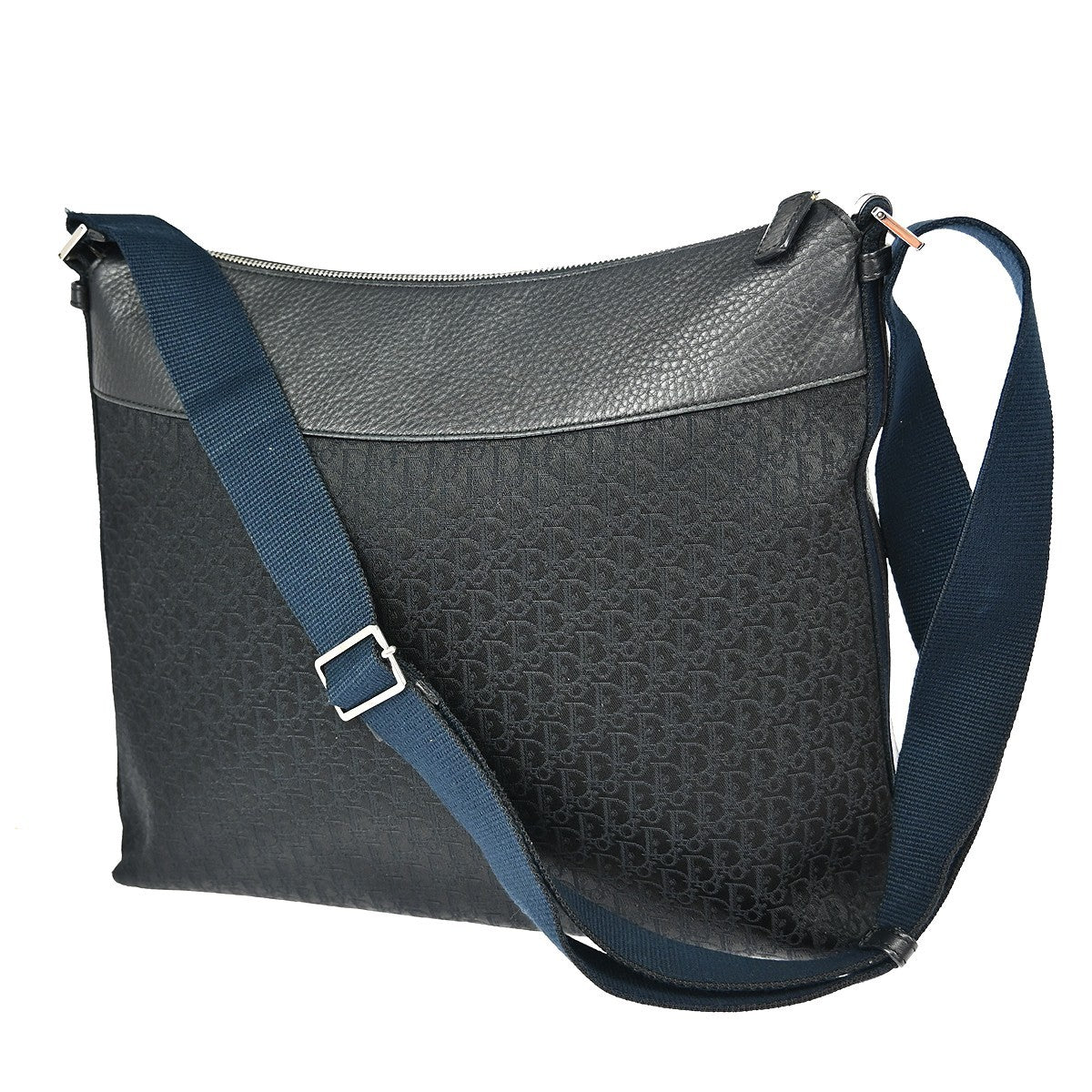 Christian Dior Vintage Street Chic Messenger Diorissimo Canvas And Leather Black Canvas Shoulder Bag Bag (Pre-Owned)
