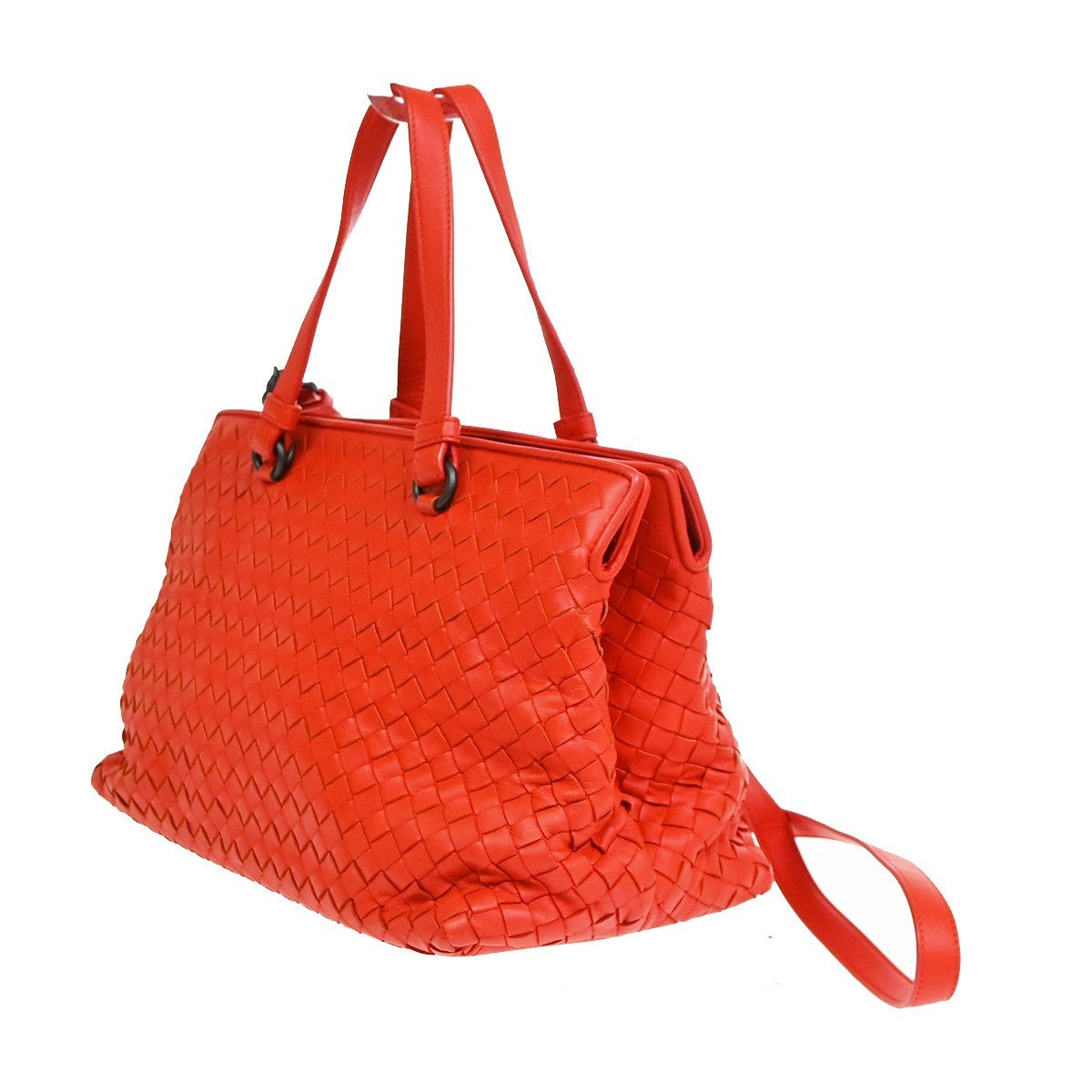 Bottega Veneta 2-Pocket Convertible Intrecciato Nappa Red Leather Tote Bag Bag (Pre-Owned)