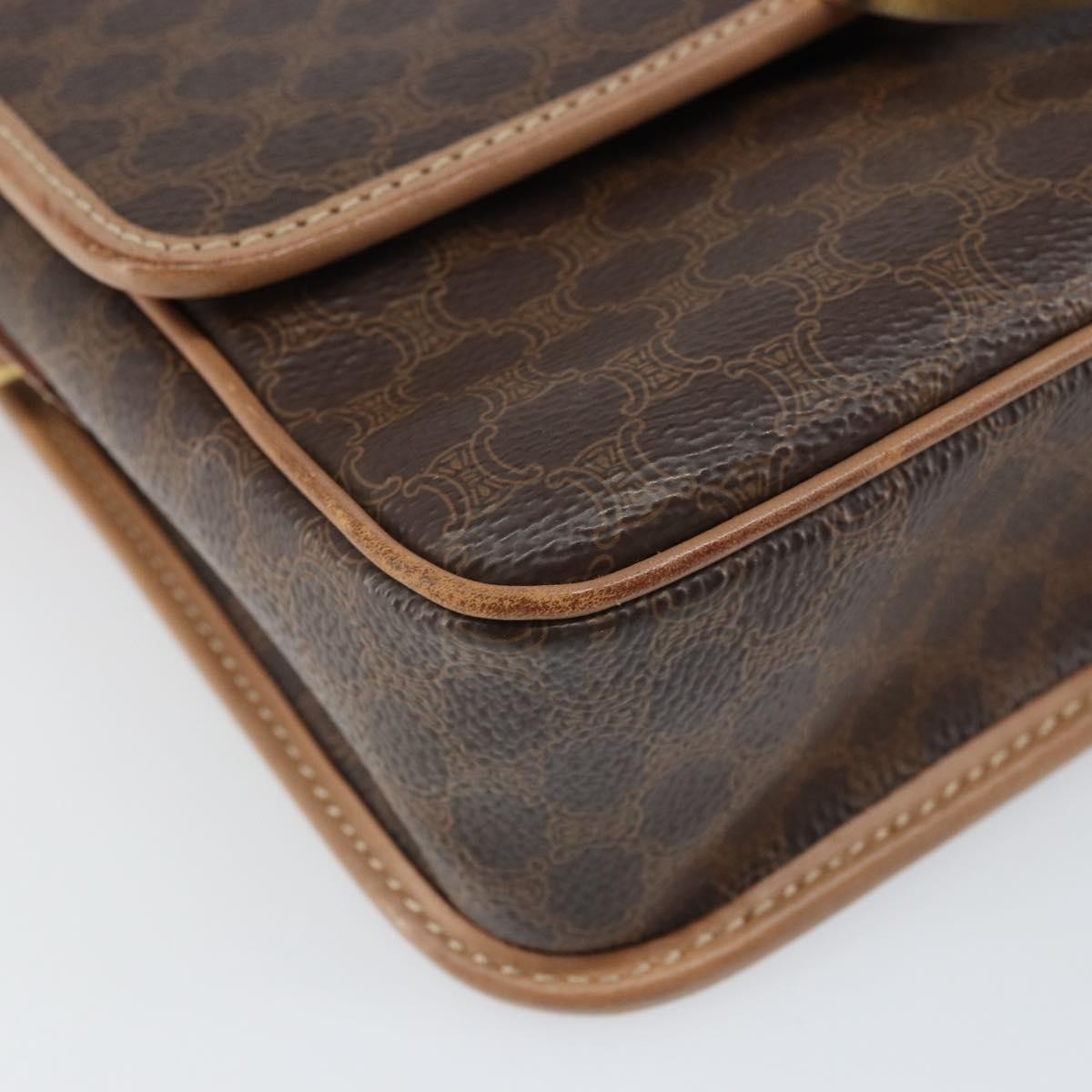 Celine Vintage Macadam Circle Logo Canvas And Leather Brown Pvc Shoulder Bag Bag (Pre-Owned)