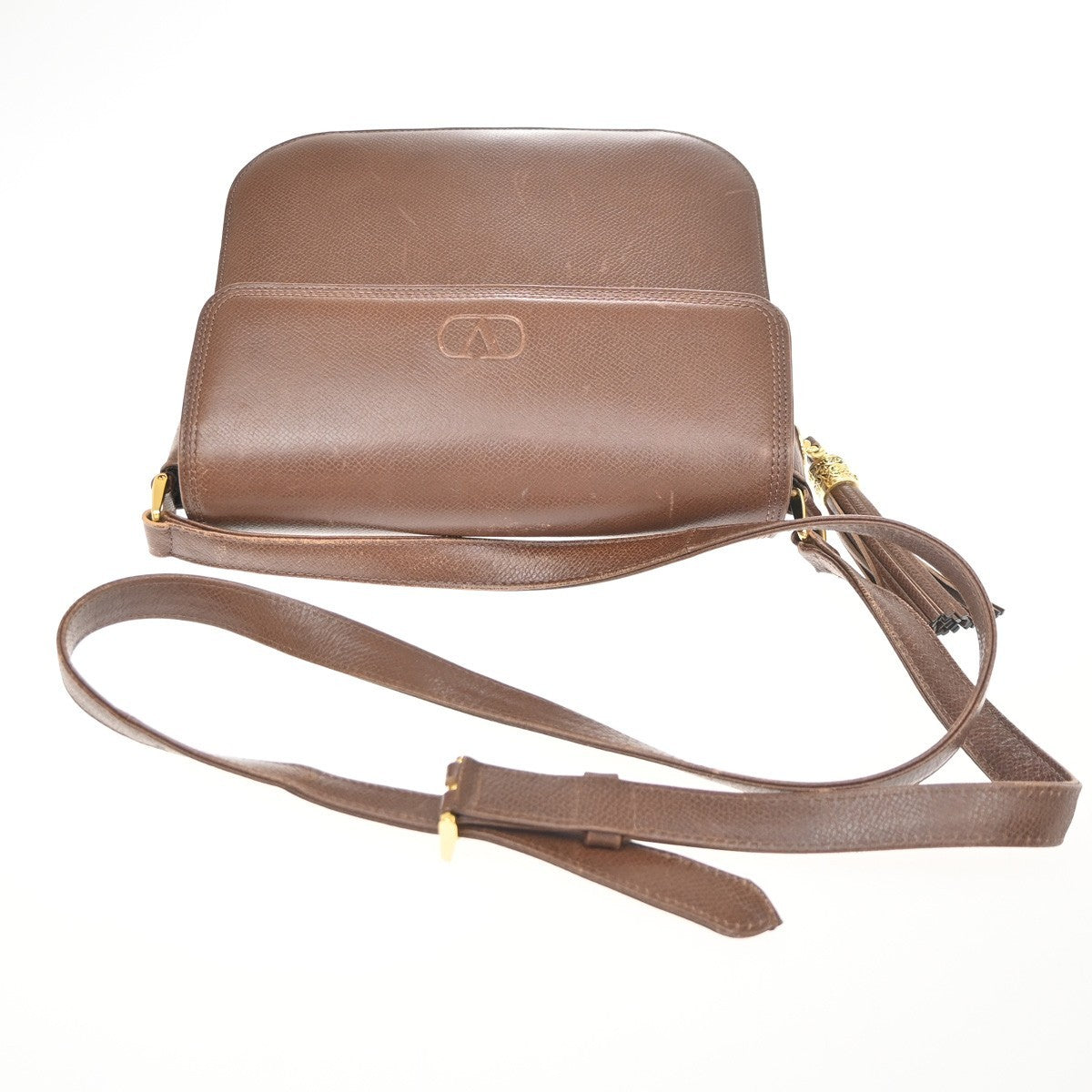 Valentino Garavani Vltn Flap Clutch Leather Brown Leather Shoulder Bag Bag (Pre-Owned)
