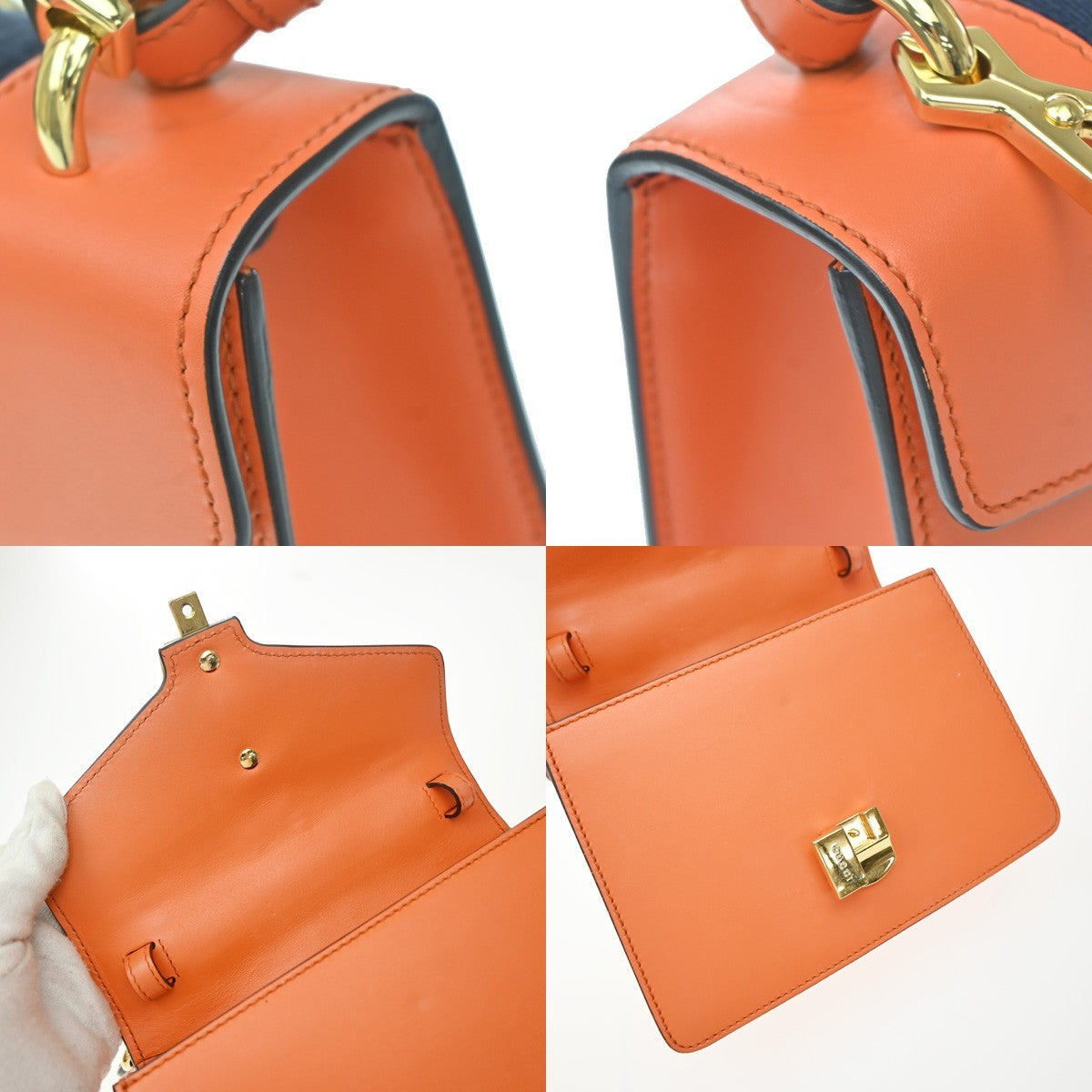 Gucci Sylvie Leather Orange Leather Handbag (Pre-Owned)
