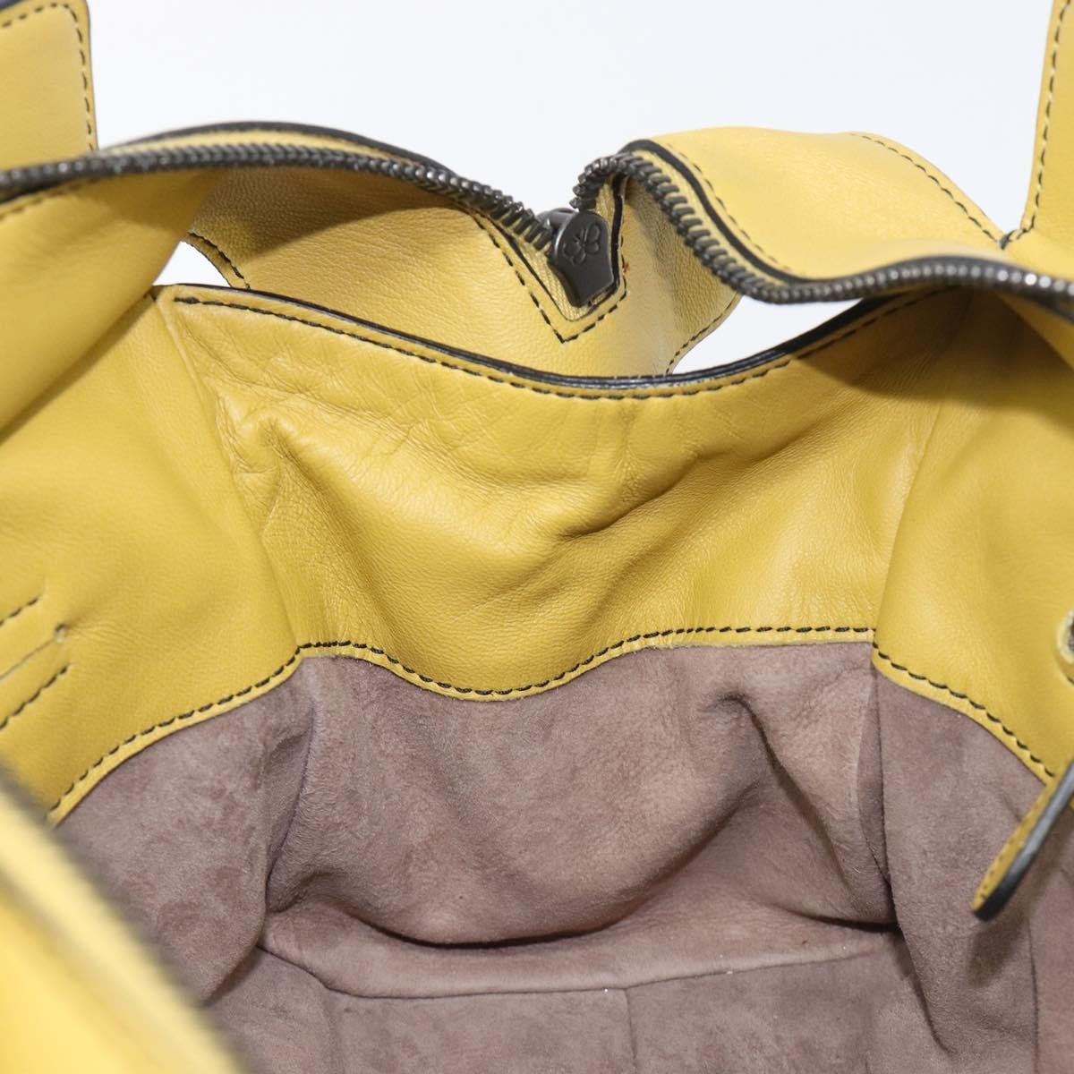 Bottega Veneta Monaco Nappa Leather With Intrecciato Detail Yellow Leather Handbag (Pre-Owned)