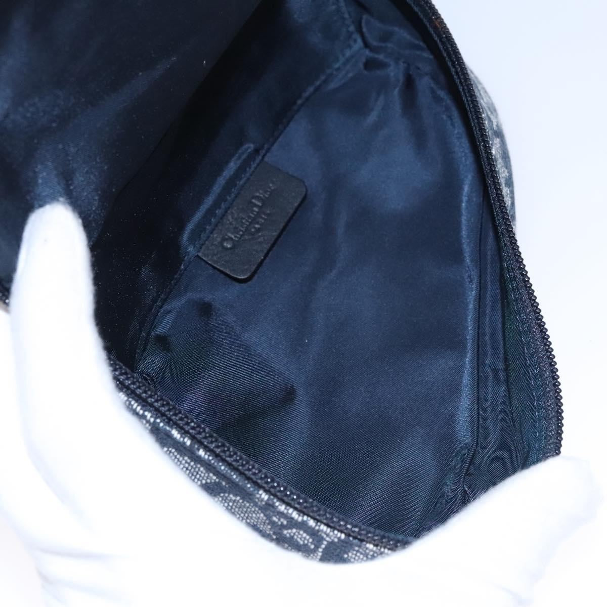 Christian Dior Vintage Saddle Coin Purse Diorissimo Canvas Navy Canvas Bag (Pre-Owned)