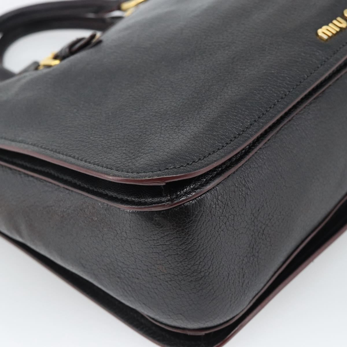 Miu Miu Madras Convertible Lock Leather Black Leather Tote Bag Bag (Pre-Owned)