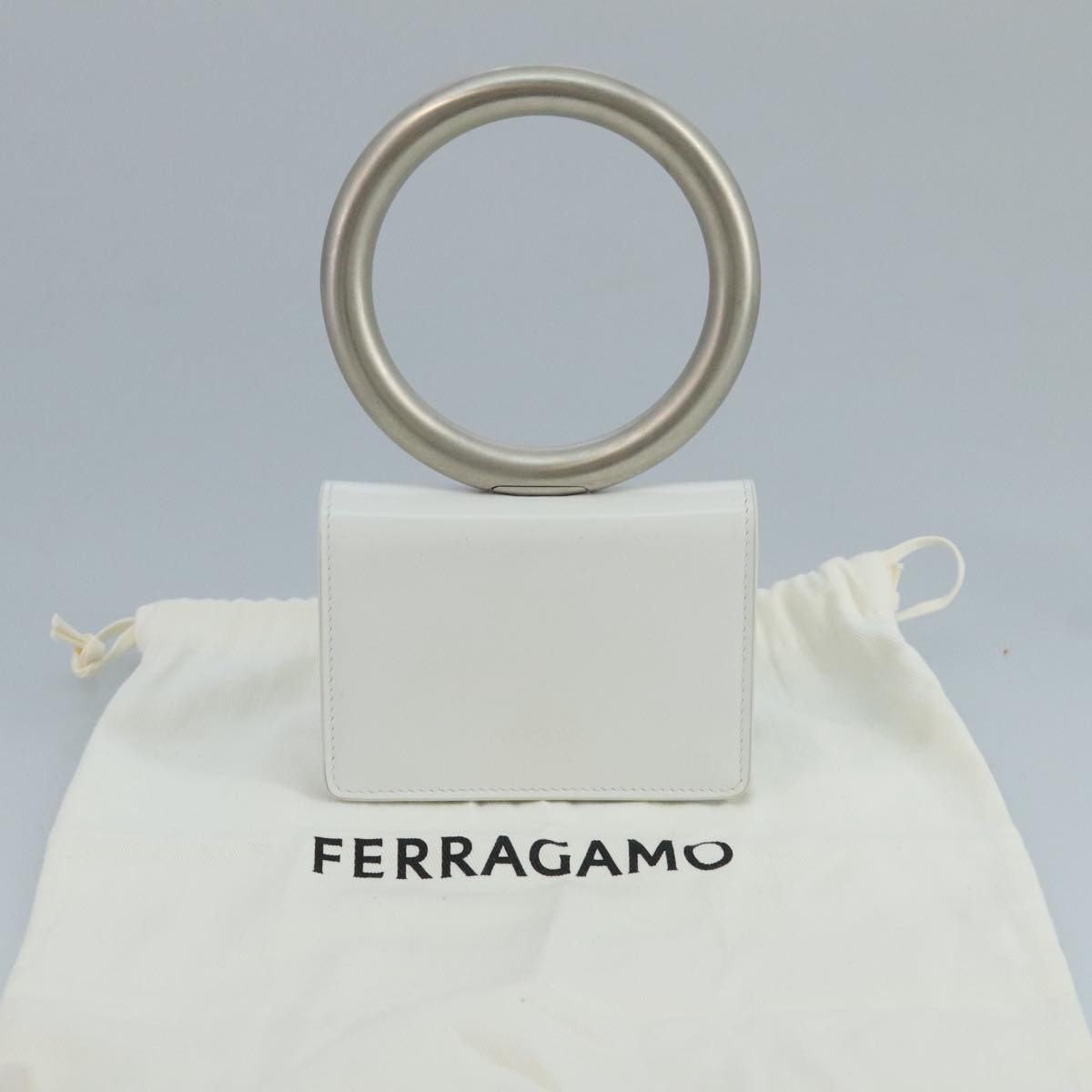 Salvatore Ferragamo White Leather Clutch Bag (Pre-Owned)