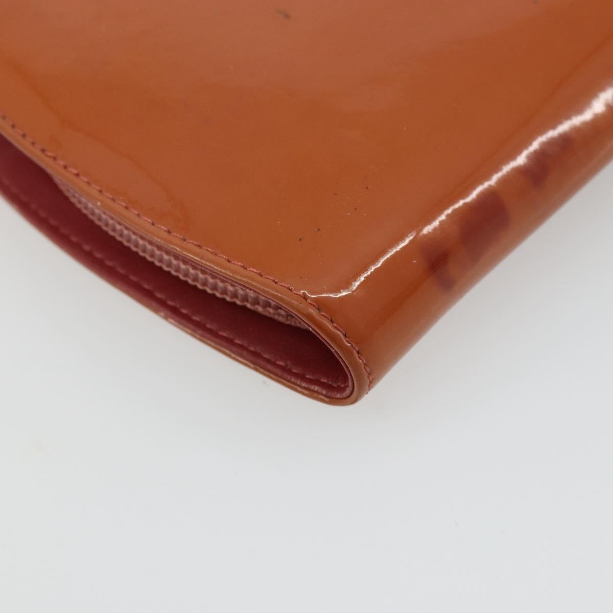 Chanel Cc Logo Zip Around Patent Orange Patent_Leather Wallets Accessory (Pre-Owned)
